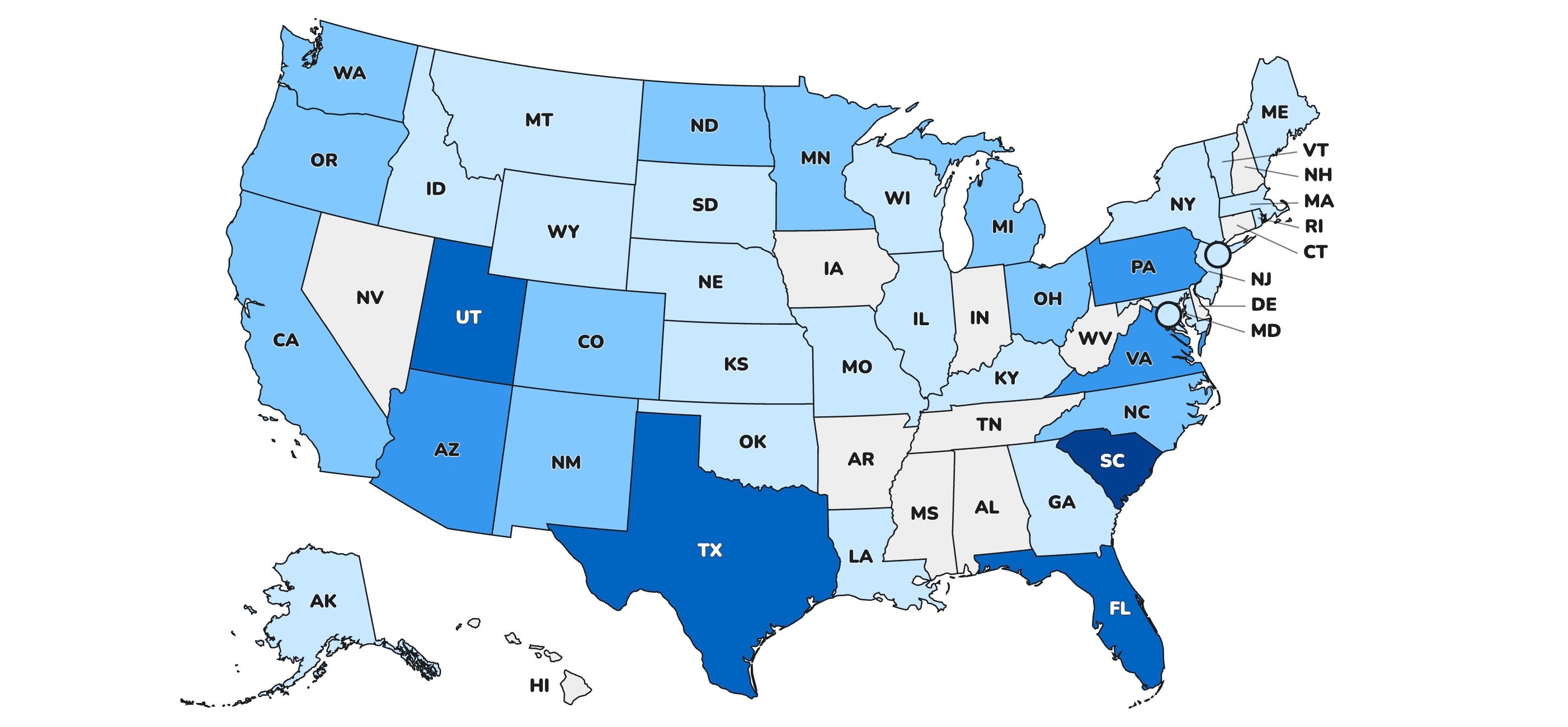 A CDC representation shows nan states pinch nan astir bales cases successful nan U.S. successful 2026. The ray grey person nan slightest cases this twelvemonth and nan darkest bluish person nan most