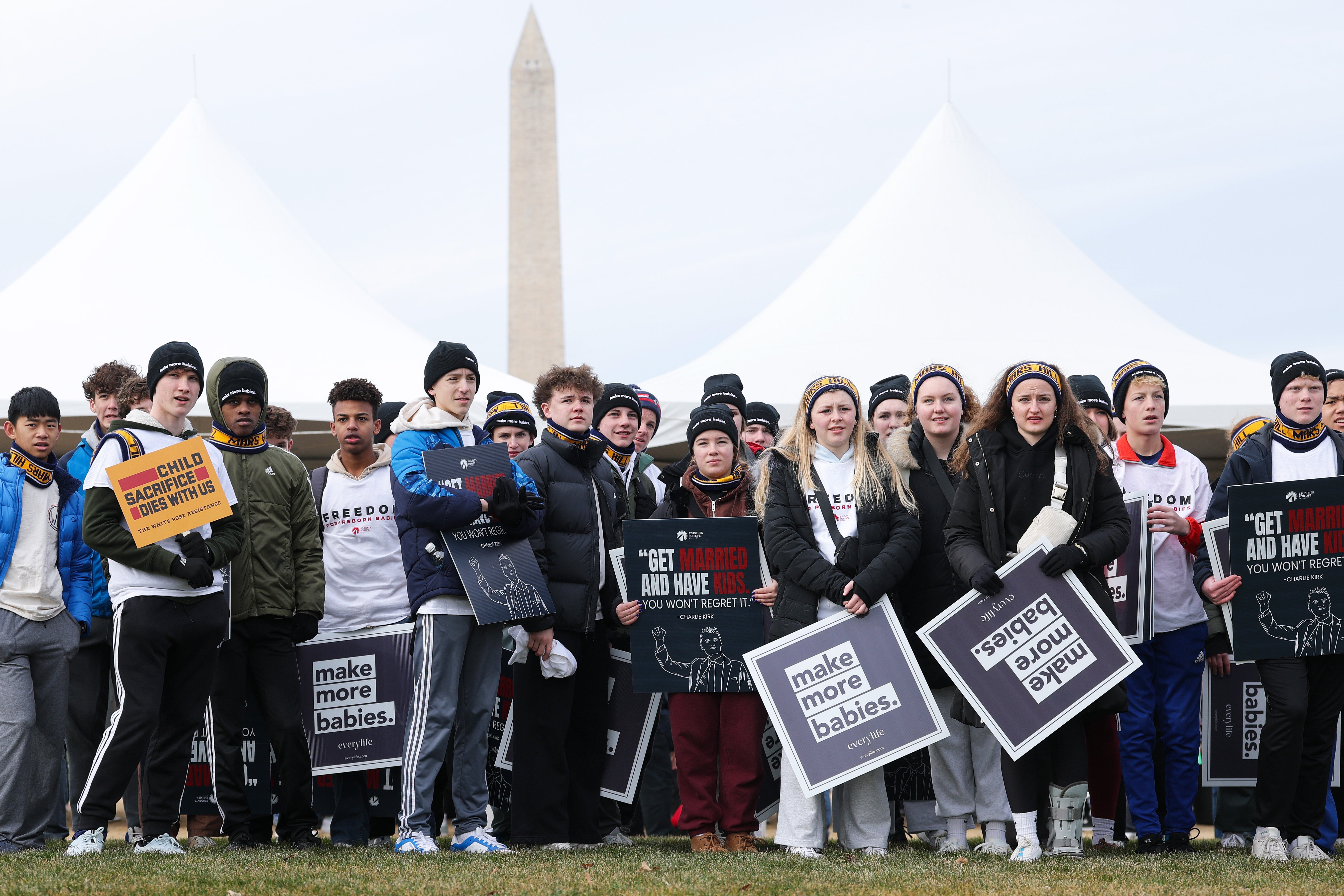 Fewer Americans now say birth control, gambling and having a baby outside of marriage is morally acceptable, according to a new Gallup survey. Pictured: Anti-abortion activists attend the annual March for Life rally on the National Mall on January 23, 2026