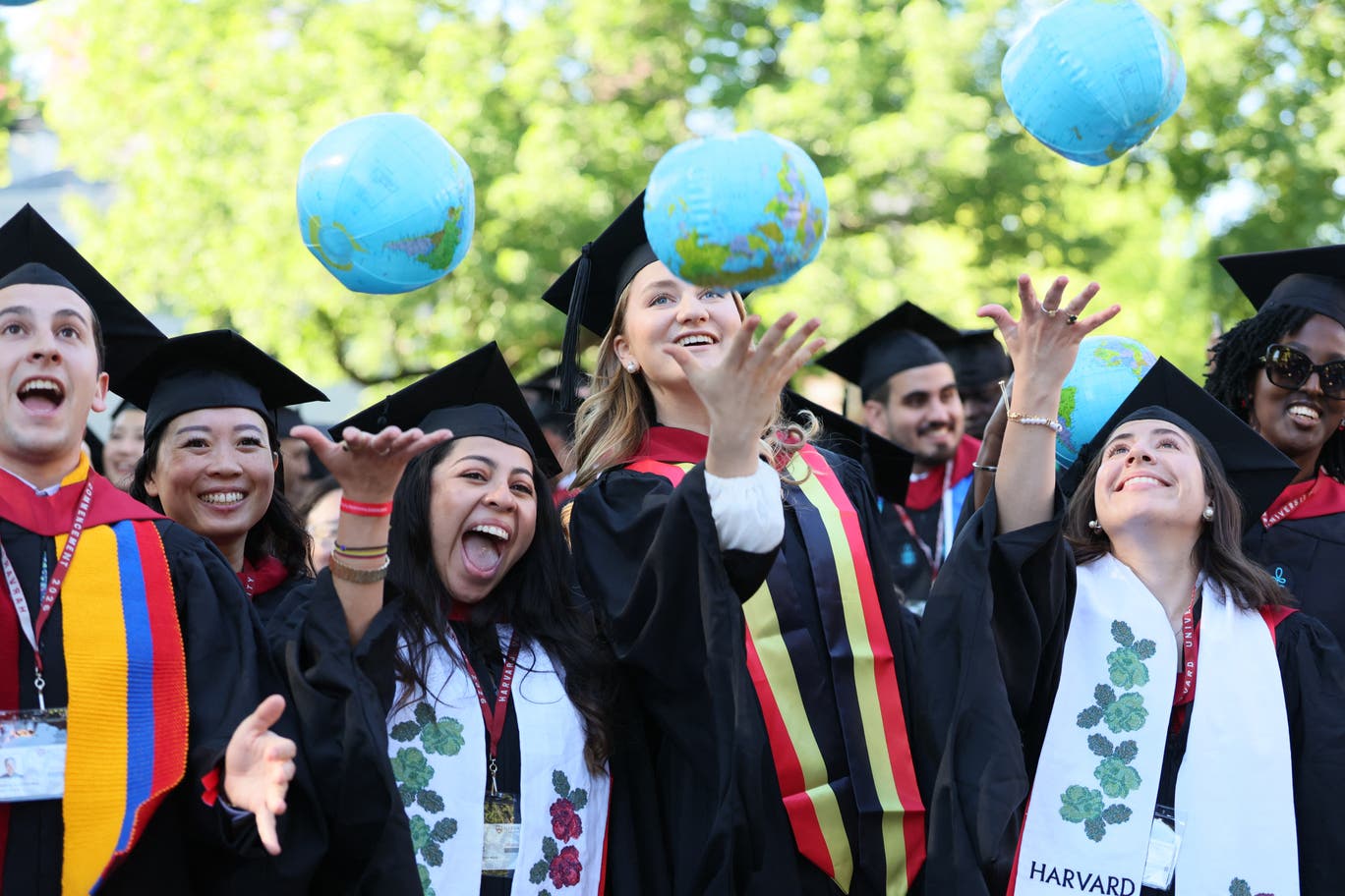 Harvard University students take part in graduation celebrations in May