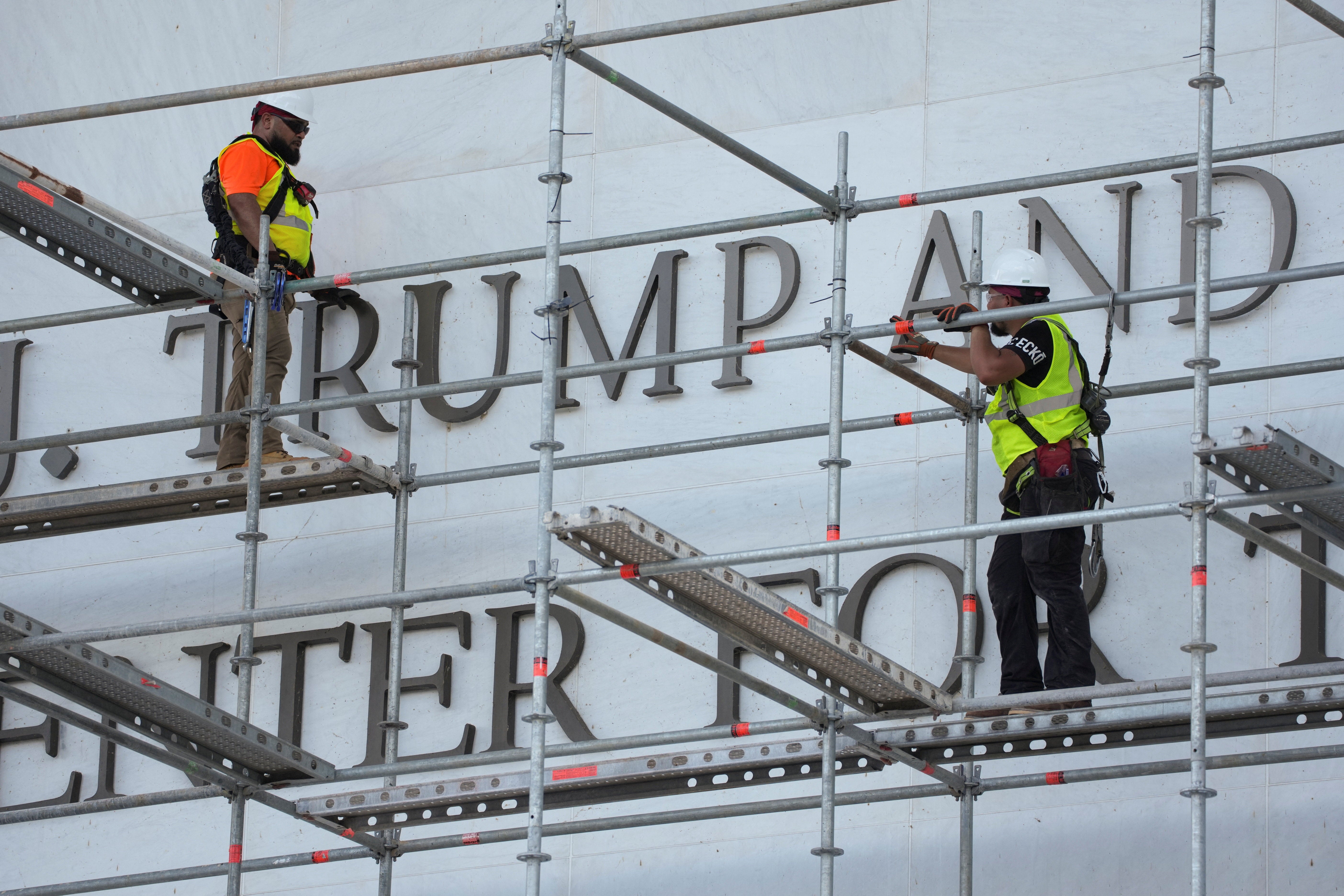Construction crew set to strip Trump’s name from Kennedy Center after president loses another legal battle
