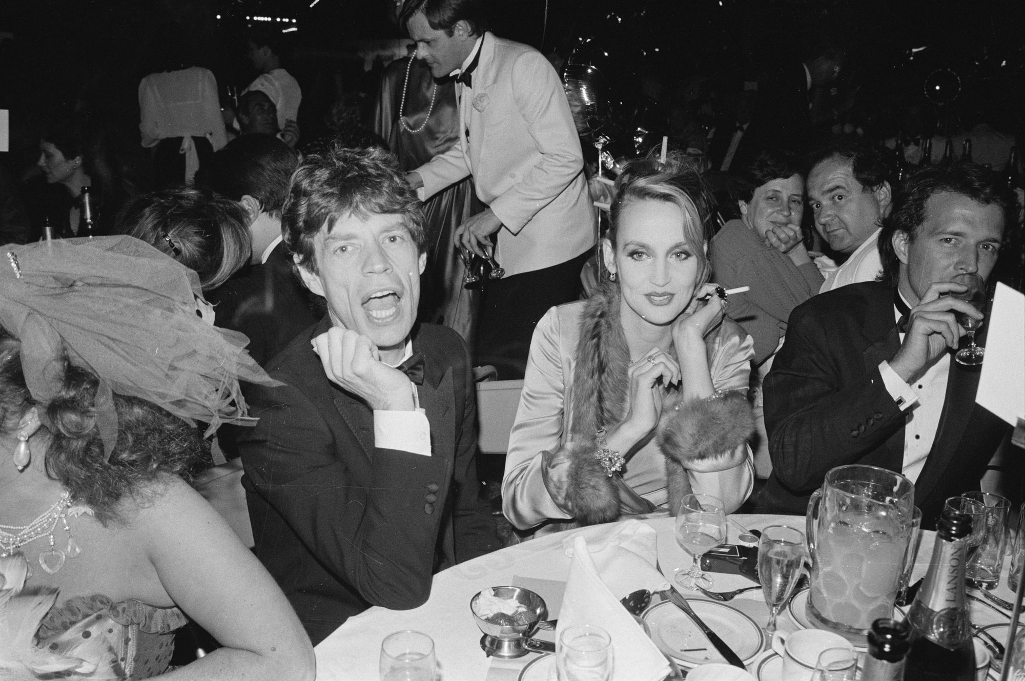 Hall with ex-partner Mick Jagger in the Eighties