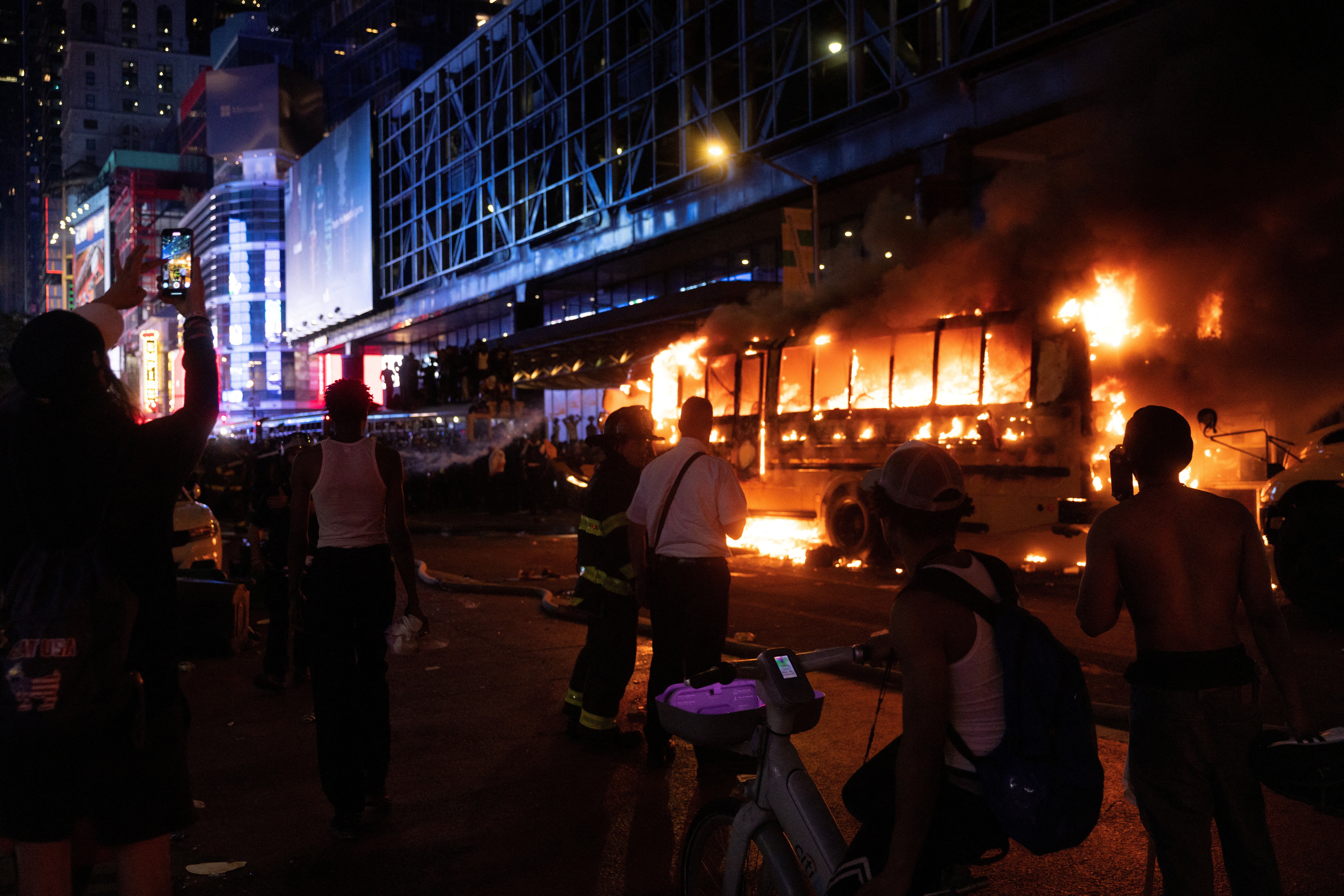 World Cup Bus Set On Fire As Chaotic Celebrations Erupt In New York After Knicks Win