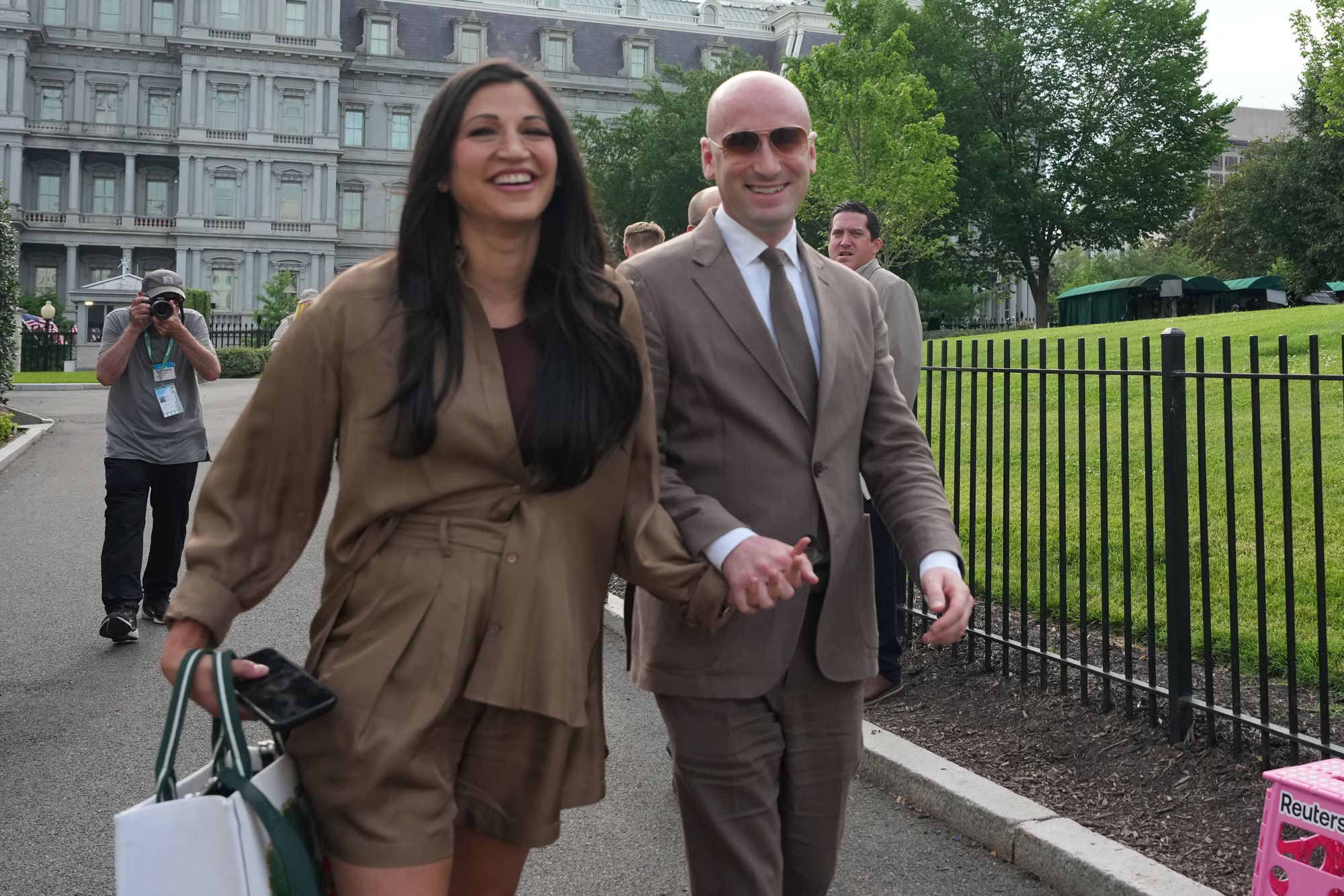White House lawman main of unit Stephen Miller and his wife, Katie, get astatine nan White House, Miller is wide seen arsenic nan designer of Trump’s migration policy