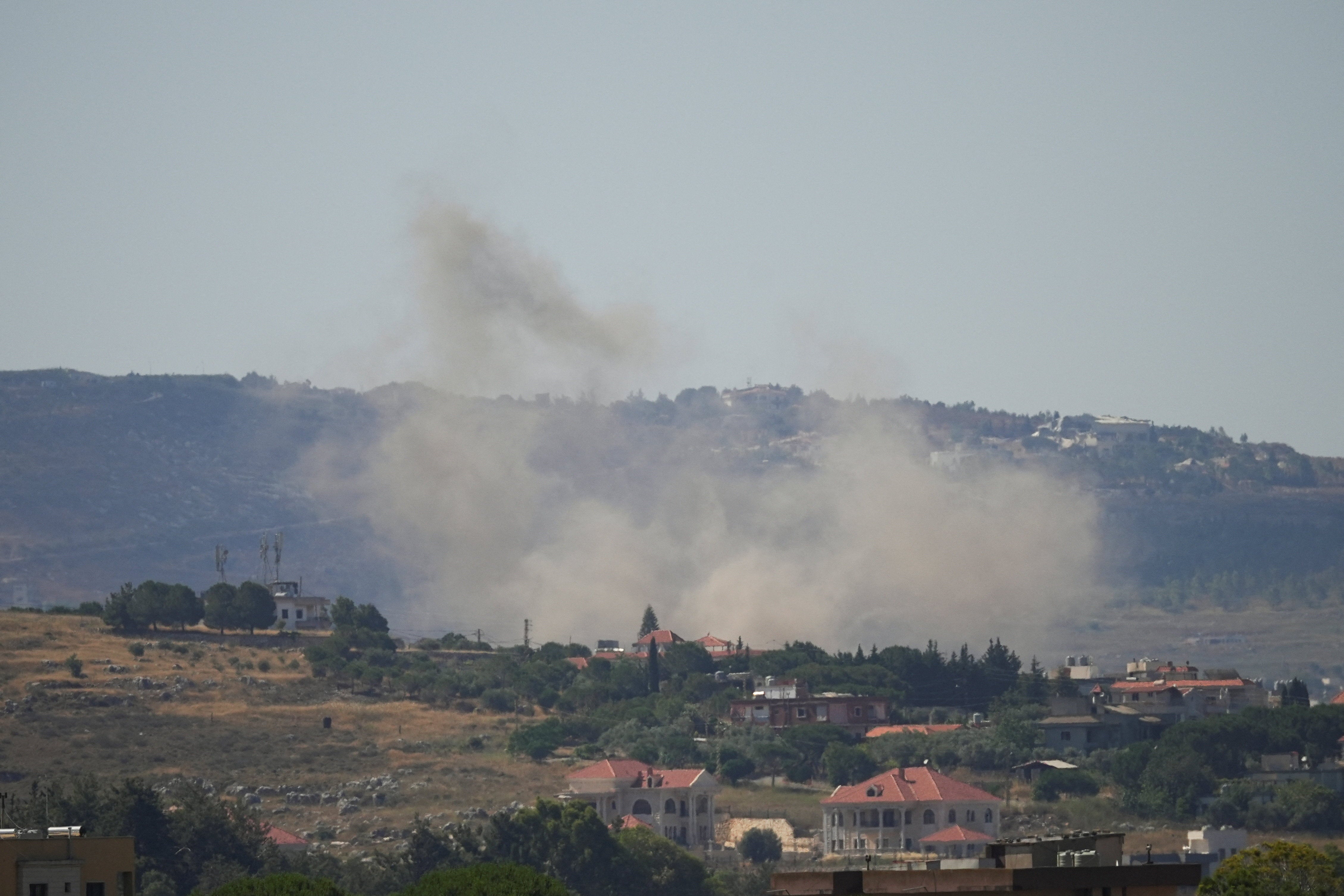 Smoke rises pursuing an Israeli onslaught successful Nabatieh, Lebanon connected Monday