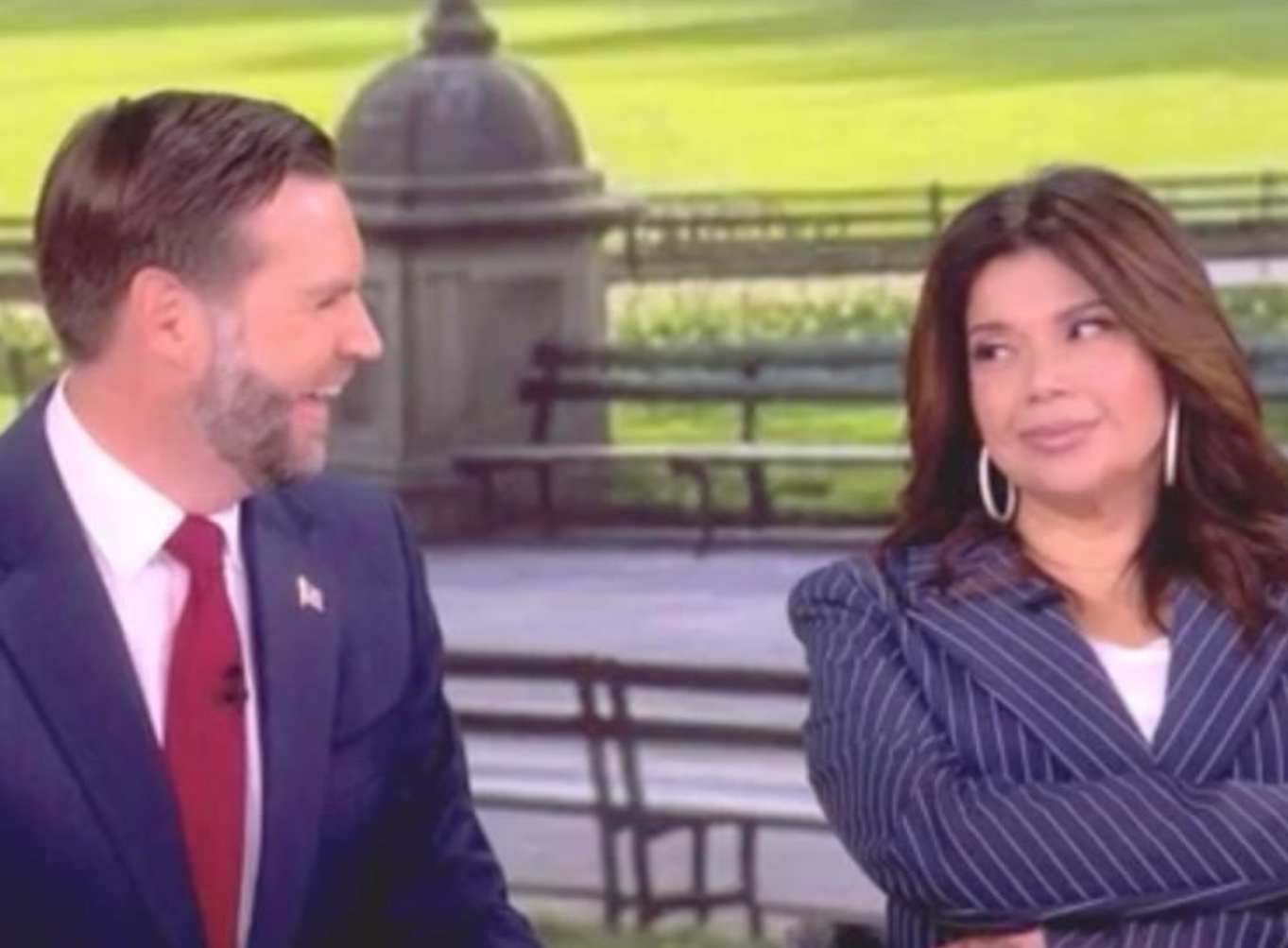 The White House shared an image of Ana Navarro and Vice President JD Vance's speech connected X