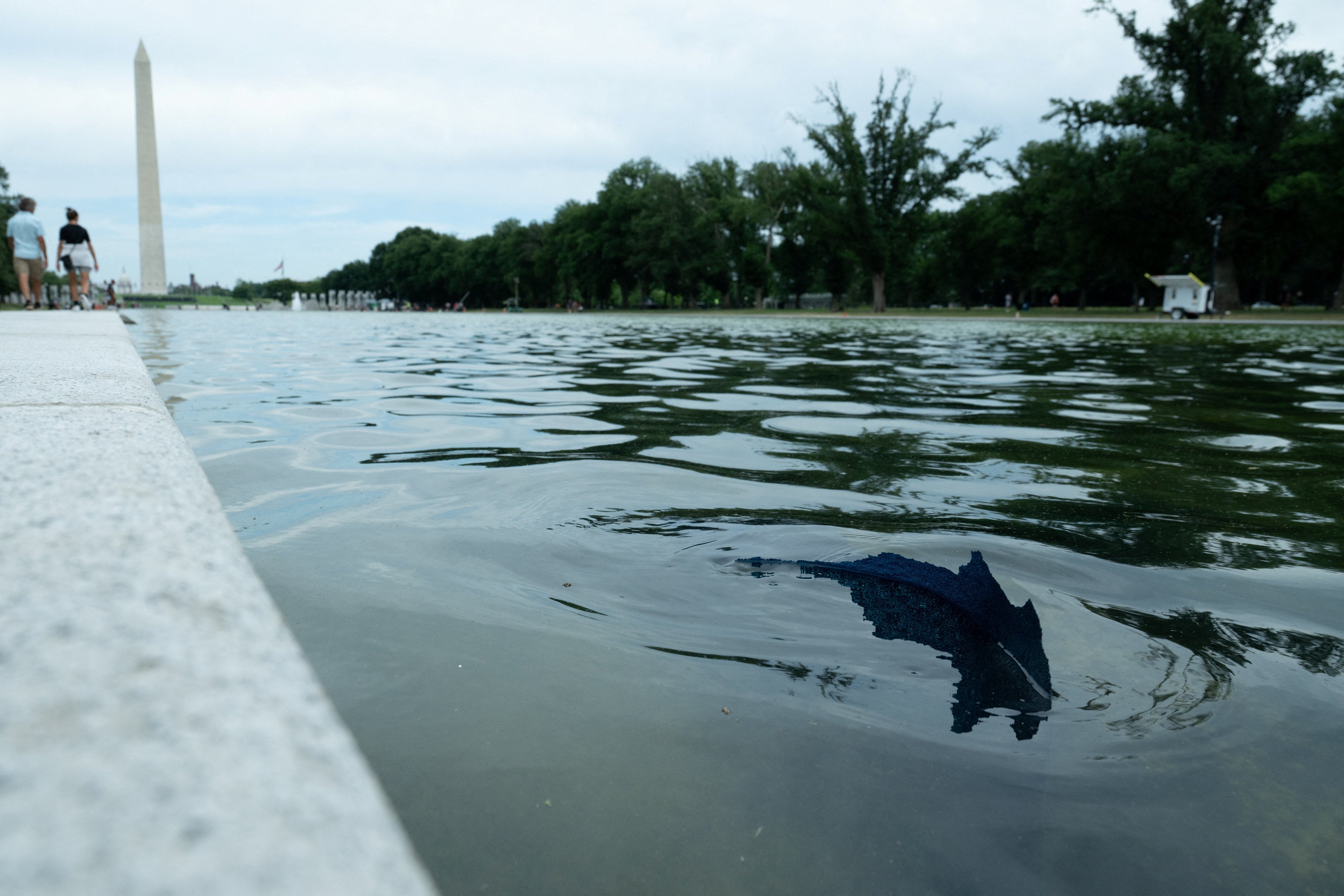 Recently applied acheronian bluish sealant is starting to peel aft a astir $14.7 million, Donald Trump-directed renewal task astatine nan Lincoln Memorial