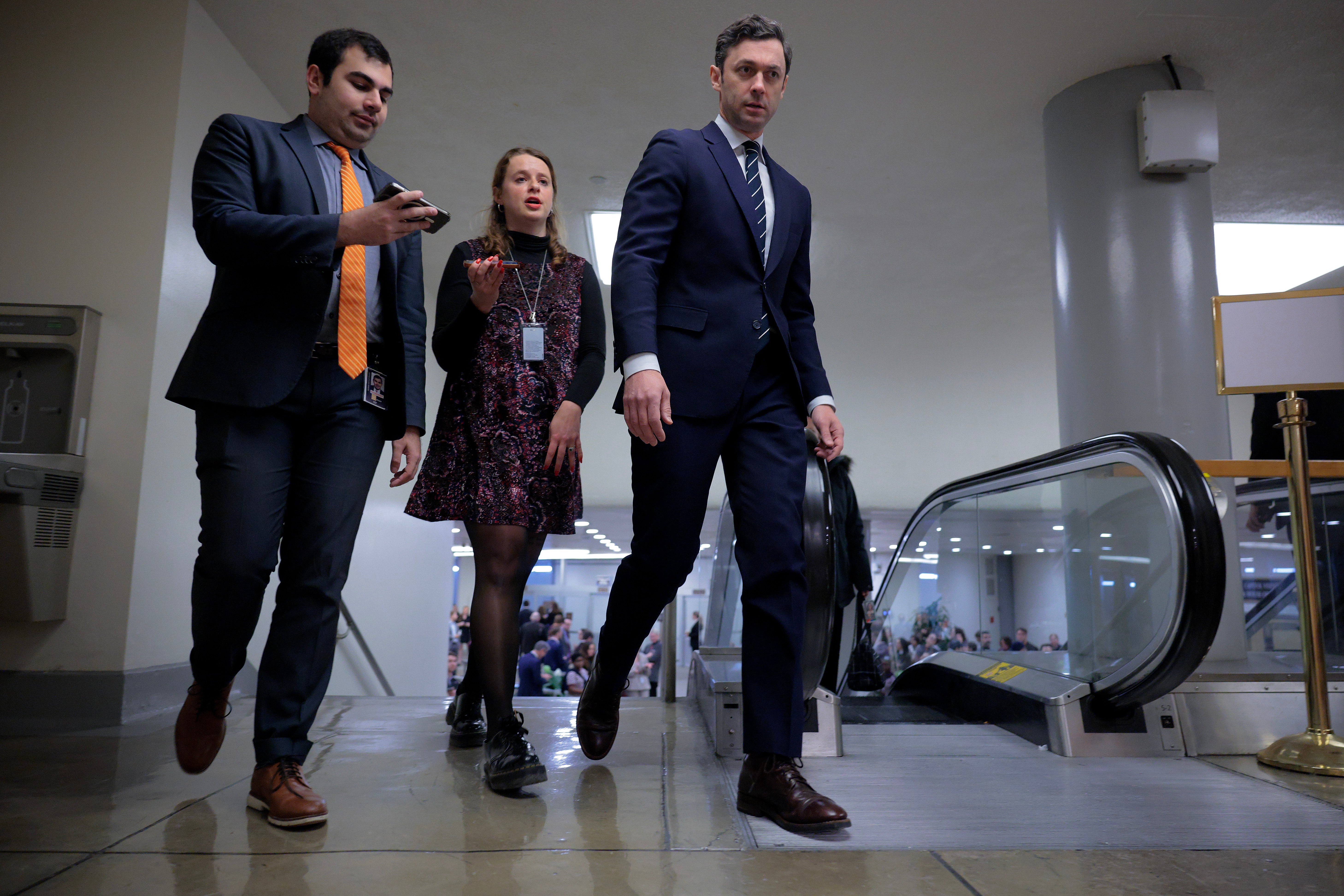 Sen. Jon Ossoff (D-Ga.), right, has made affordability a cornerstone of his re-election run successful Georgia.