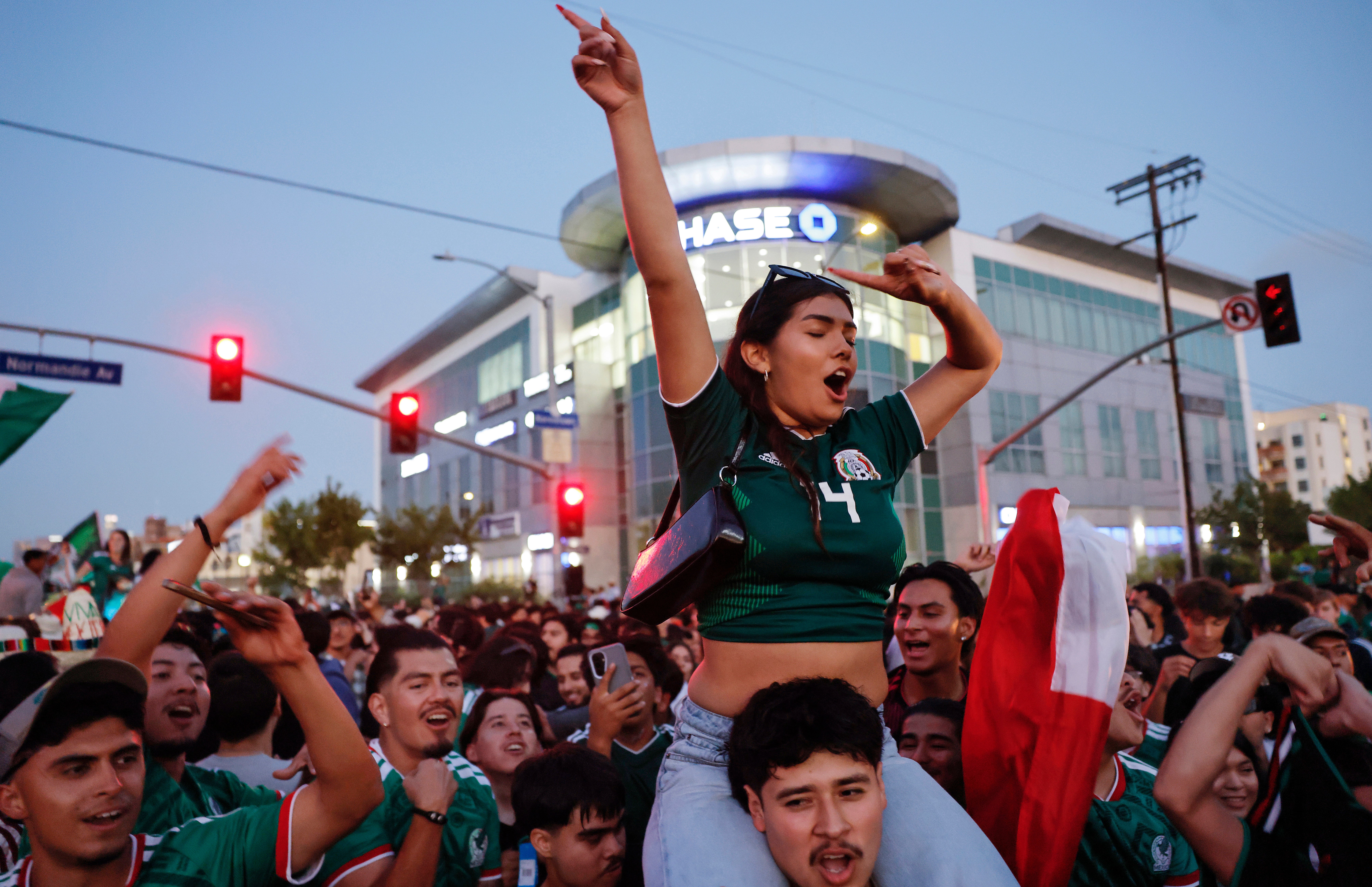 Mexico fans observe aft Mexico won 1-0 complete South Korea, aft a watch statement successful Koreatown which is location to ample Korean and Mexican communities