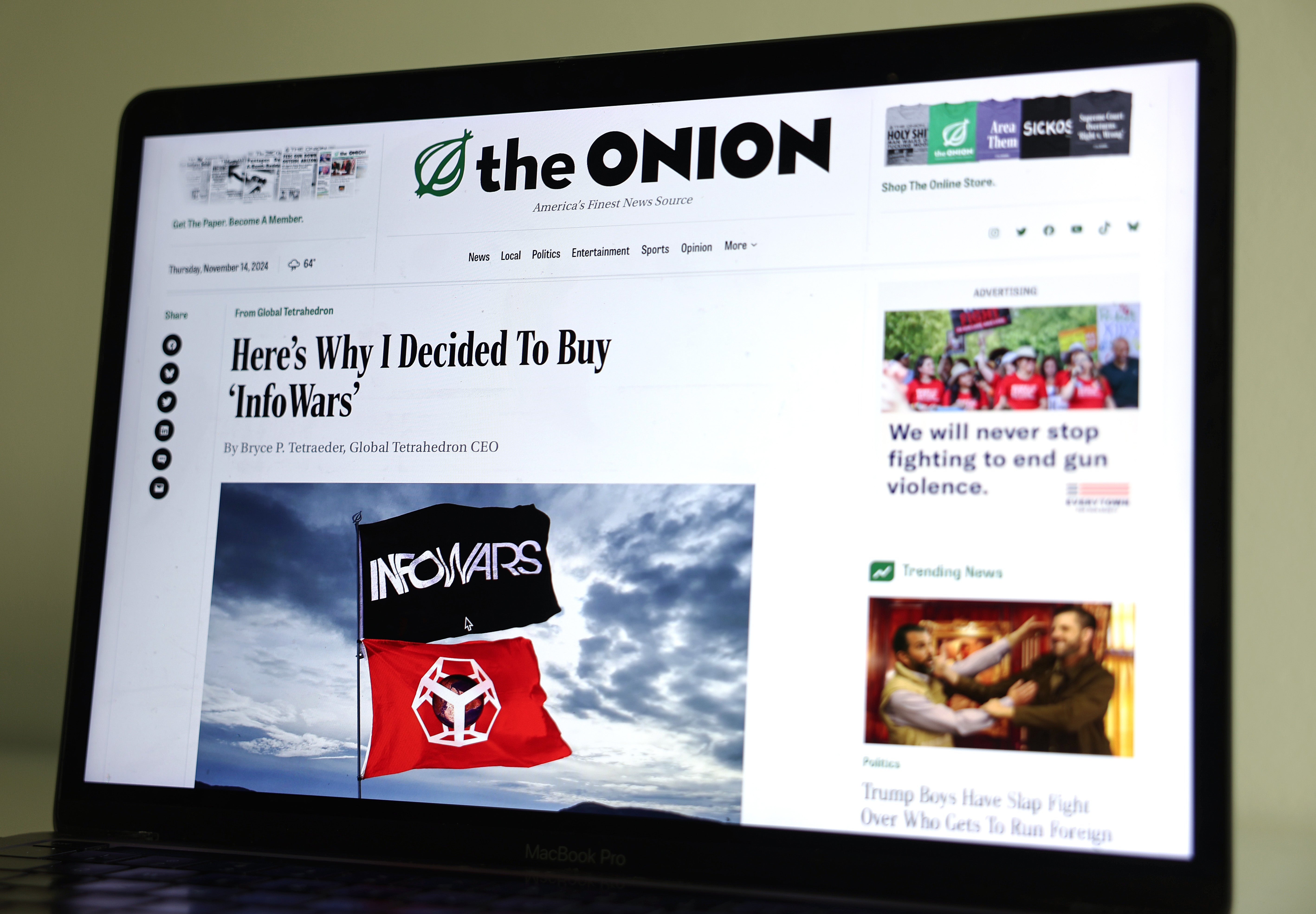Satirical news outlet The Onion isn’t going to hold for a judge’s bid to motorboat nan caller InfoWars tract it has been trying to get to support nan families of children and teachers killed astatine nan Sandy Hook Elementary School shooting