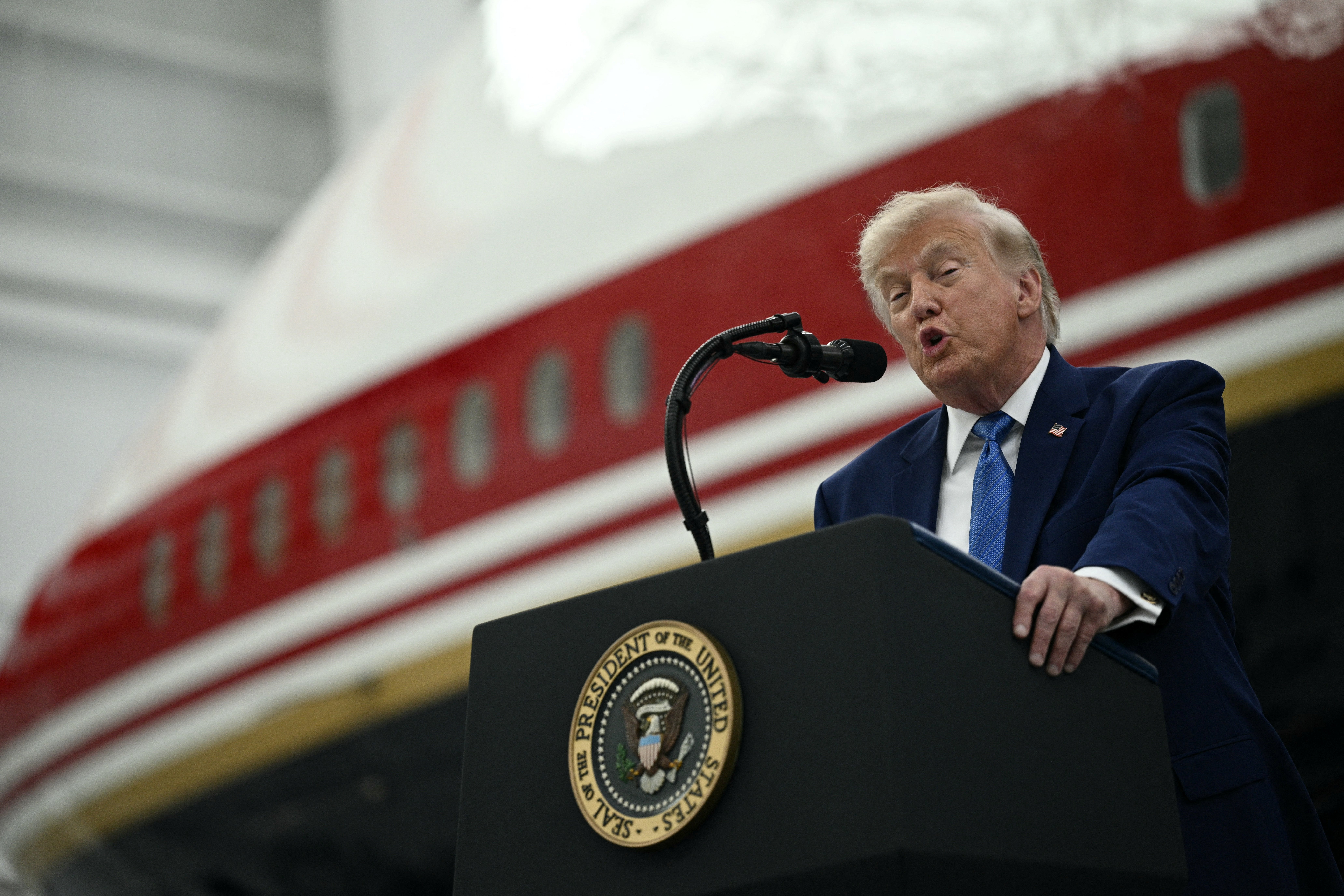 The plane’s colour strategy is akin to Trump’s backstage jet