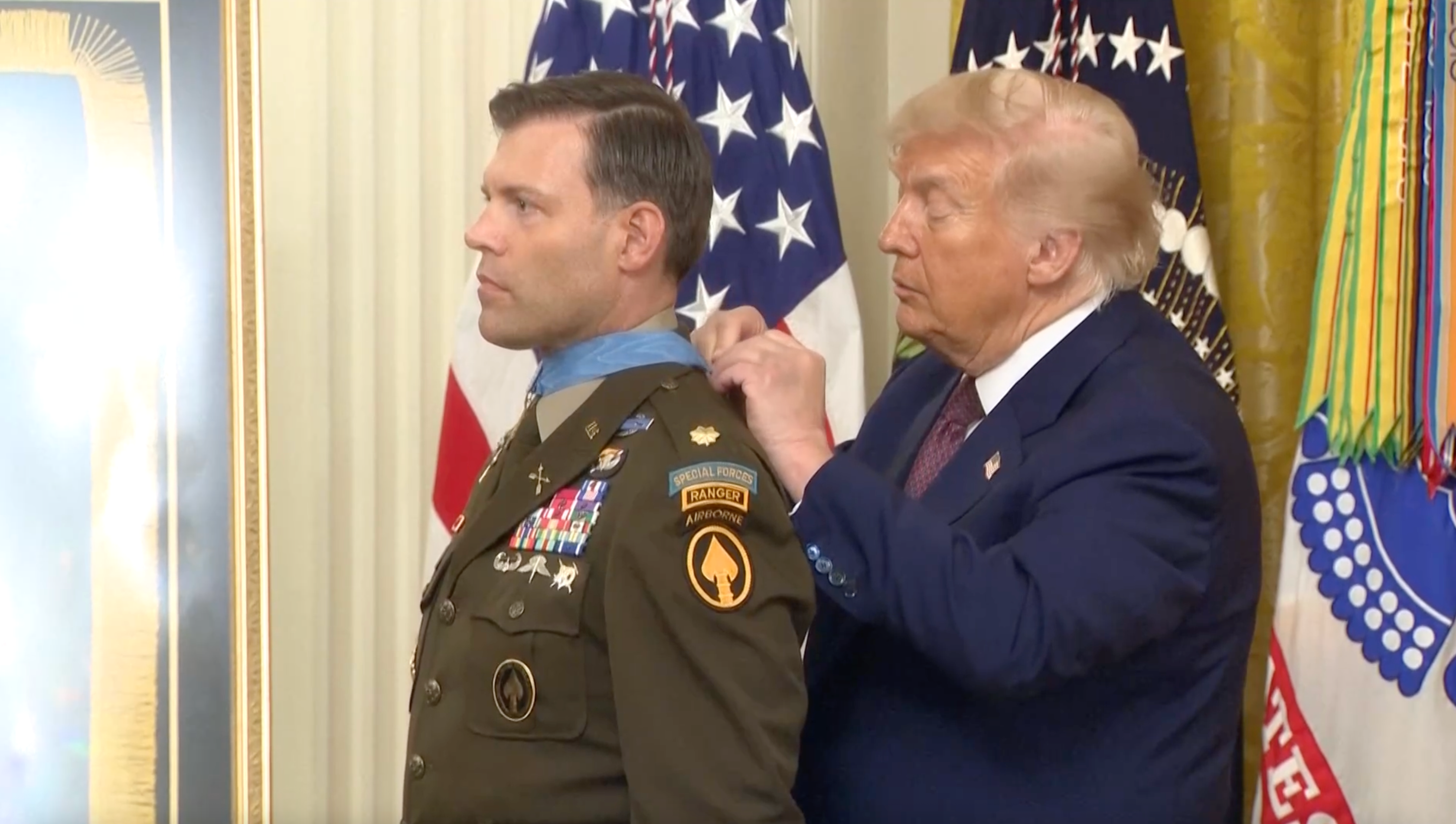 Trump Struggles To Clasp Medal Of Honor At Awkward White House Ceremony
