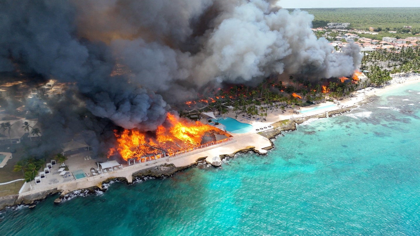 A drone position shows a occurrence astatine nan Viva Wyndham Dominicus Beach Hotel successful Bayahibe, La Altagracia, Dominican Republic, 19 June 2026, successful this surface drawback obtained from a societal media video