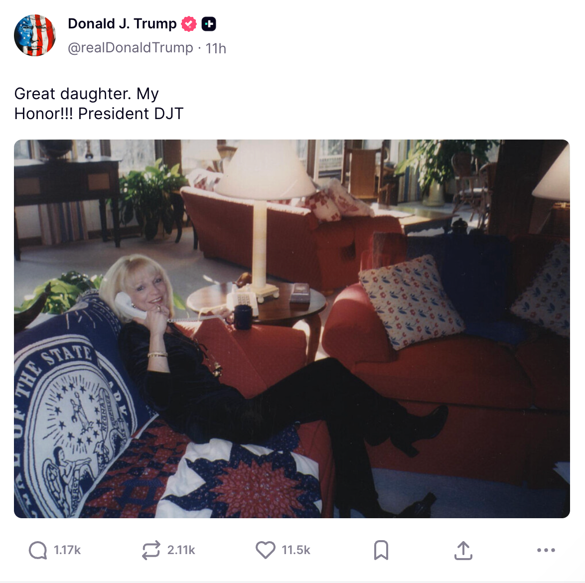 Trump Baffles Internet With Picture Of Woman And Message Of ‘great Daughter’ - But Nobody Is Sure Who She Is