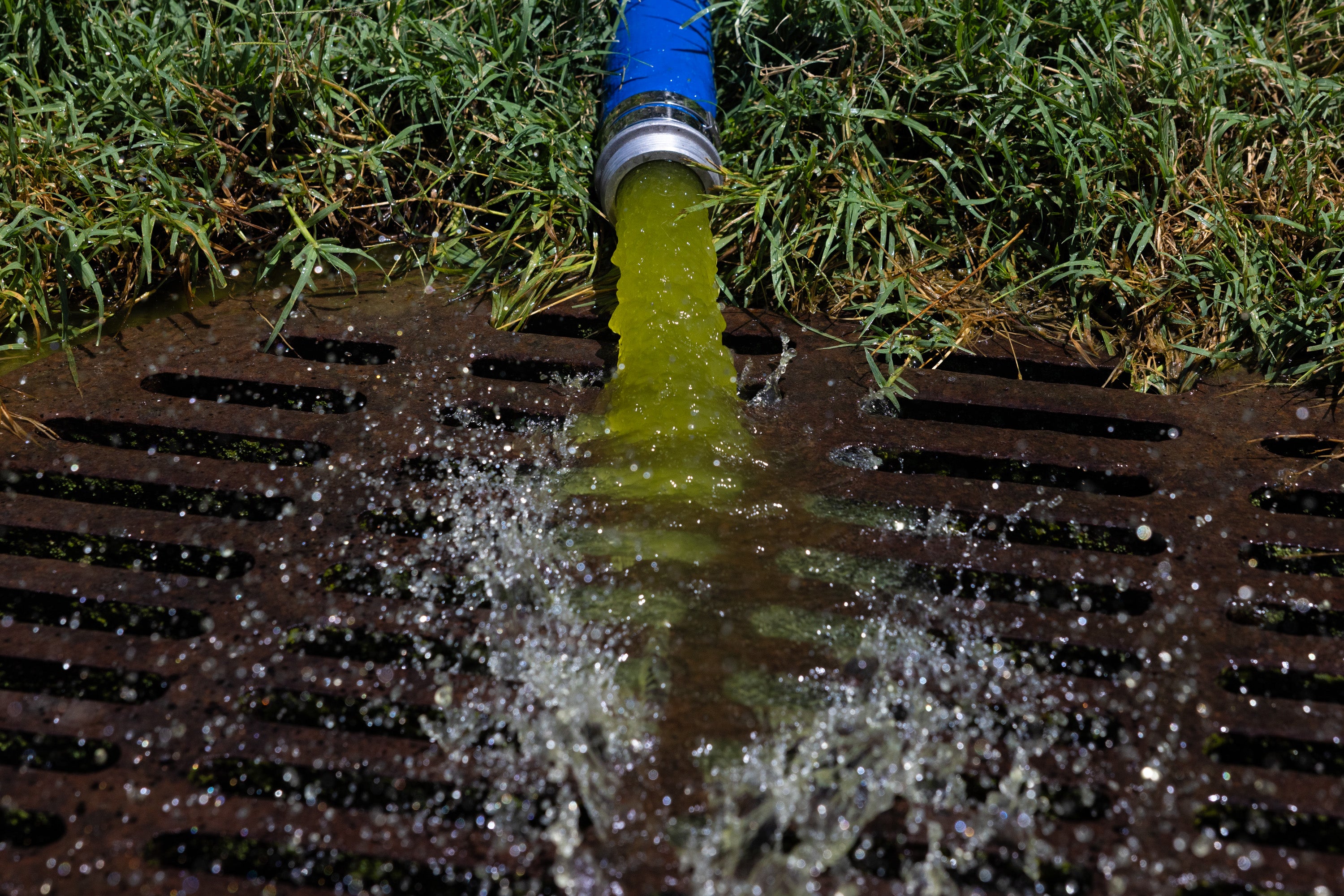 Trump has claimed 'chemicals person been illegally placed successful nan water' and that a 300-foot-long gash was made successful nan basin