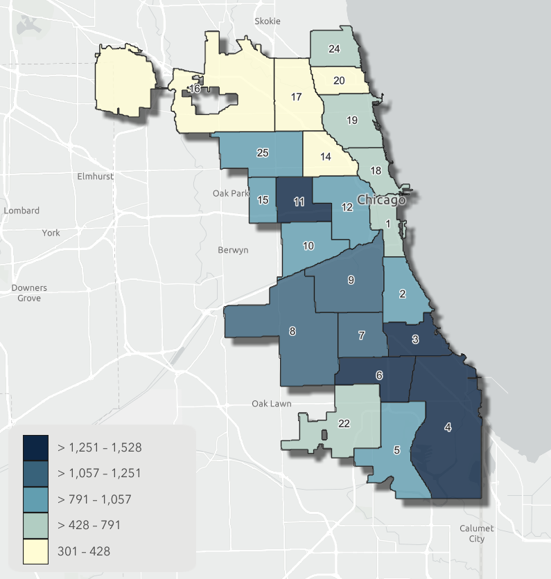 A Chicago Police Department representation shows convulsive incidents concentrated successful nan city's South Side
