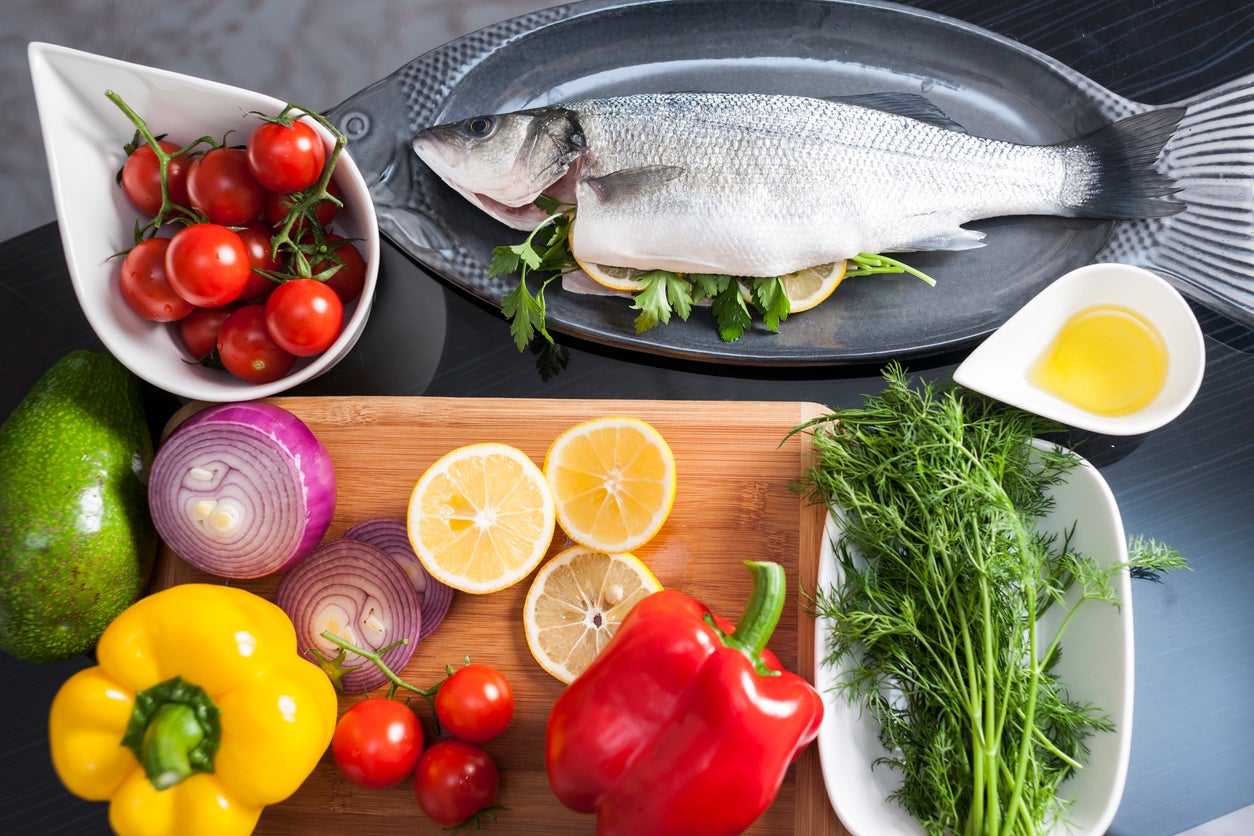 The Mediterranean diet is rich in plant foods, olive oil and seafood, and low in red meat and added sugar