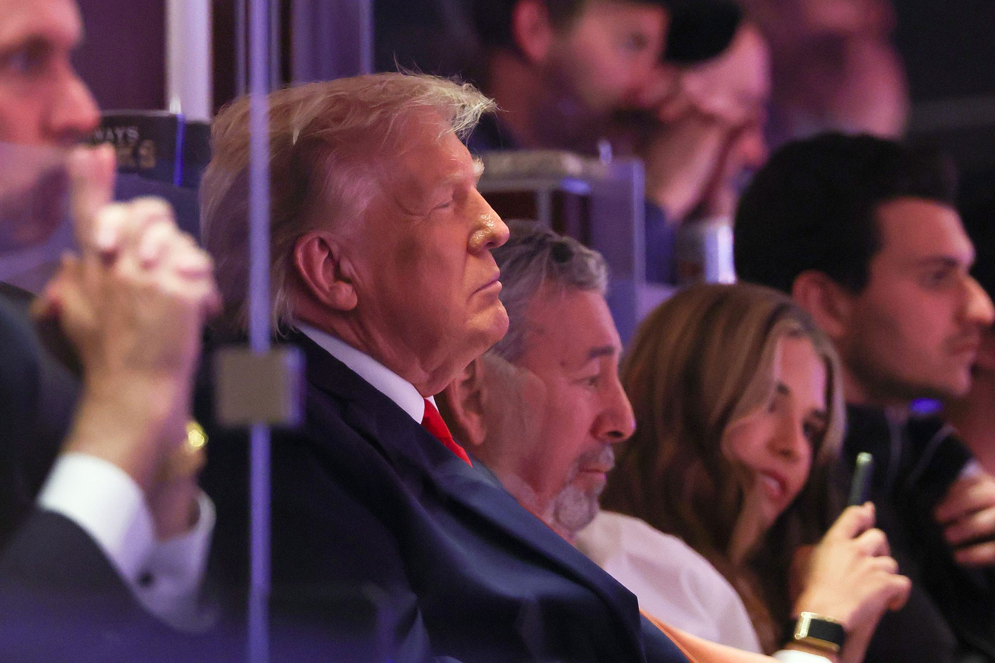  Trump and Dolan look connected during nan first 4th of a crippled against nan San Antonio Spurs successful Game 3 of nan 2026 NBA Finals astatine Madison Square Garden connected June 8