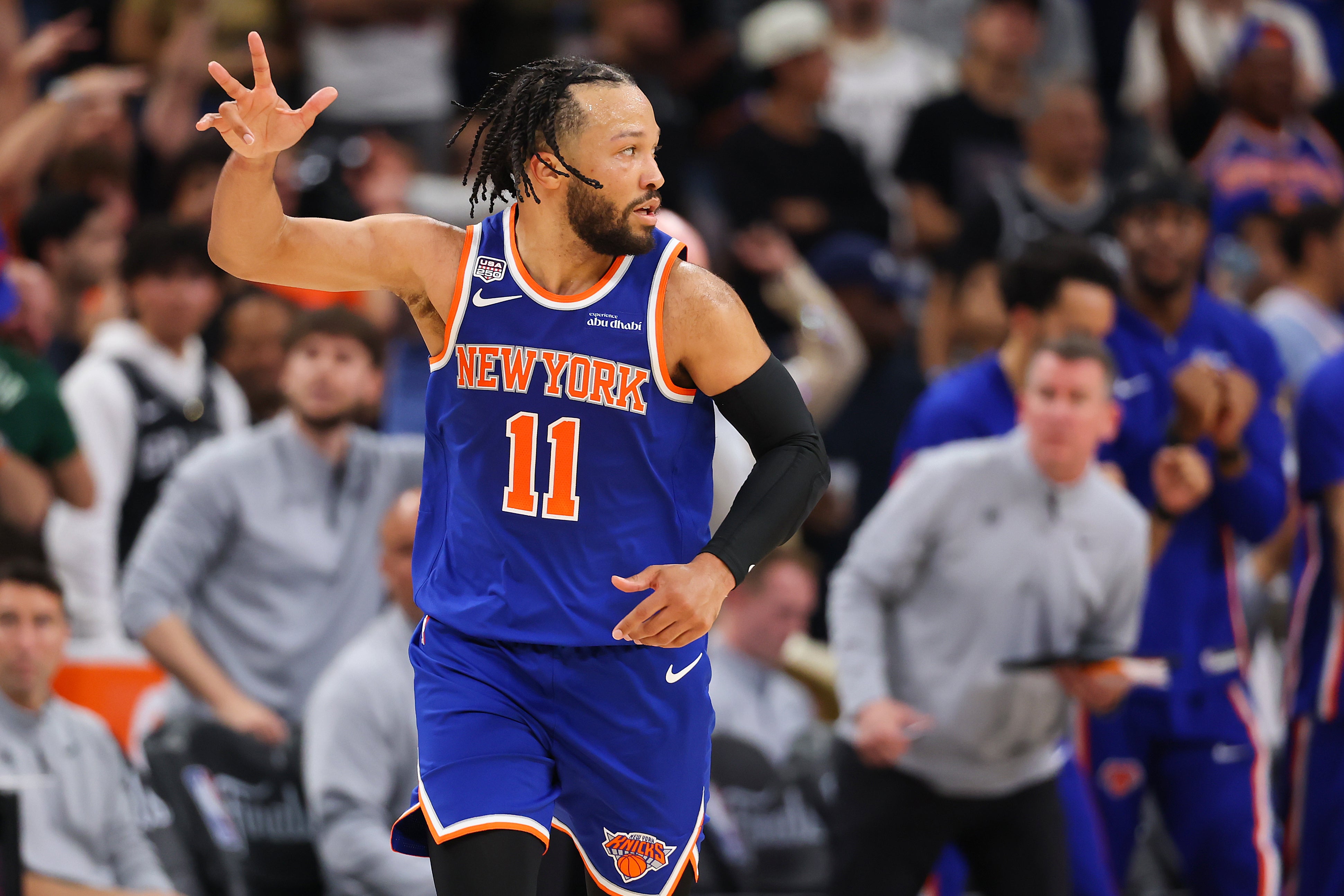 New York Knicks prima Jalen Brunson said nan championship-winning squad has not 'discussed' visiting President Trump astatine nan White House