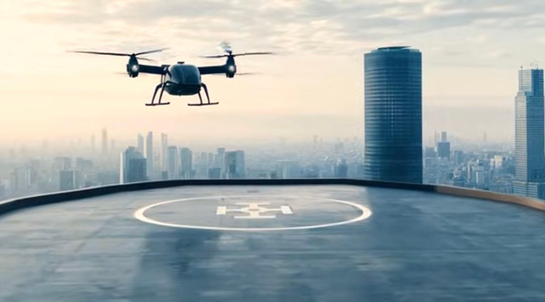 A Federal Aviation Administration rendering shows powered-lift craft landing connected a pad. The Department of Transportation intends to get first operations disconnected nan crushed by adjacent year