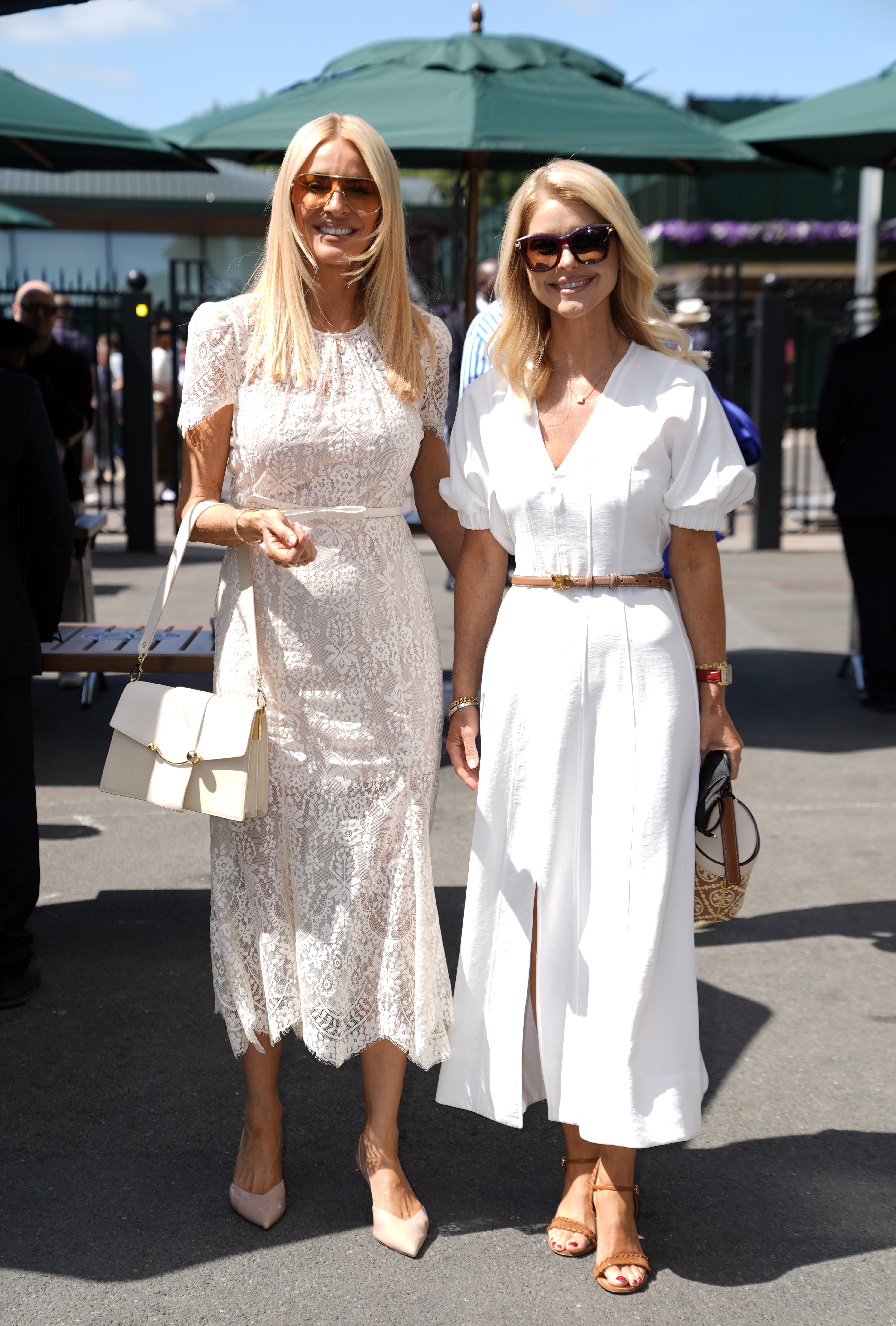 Tess Daly and Gayle Lawton on day one of Wimbledon (Andrew Matthews/PA)