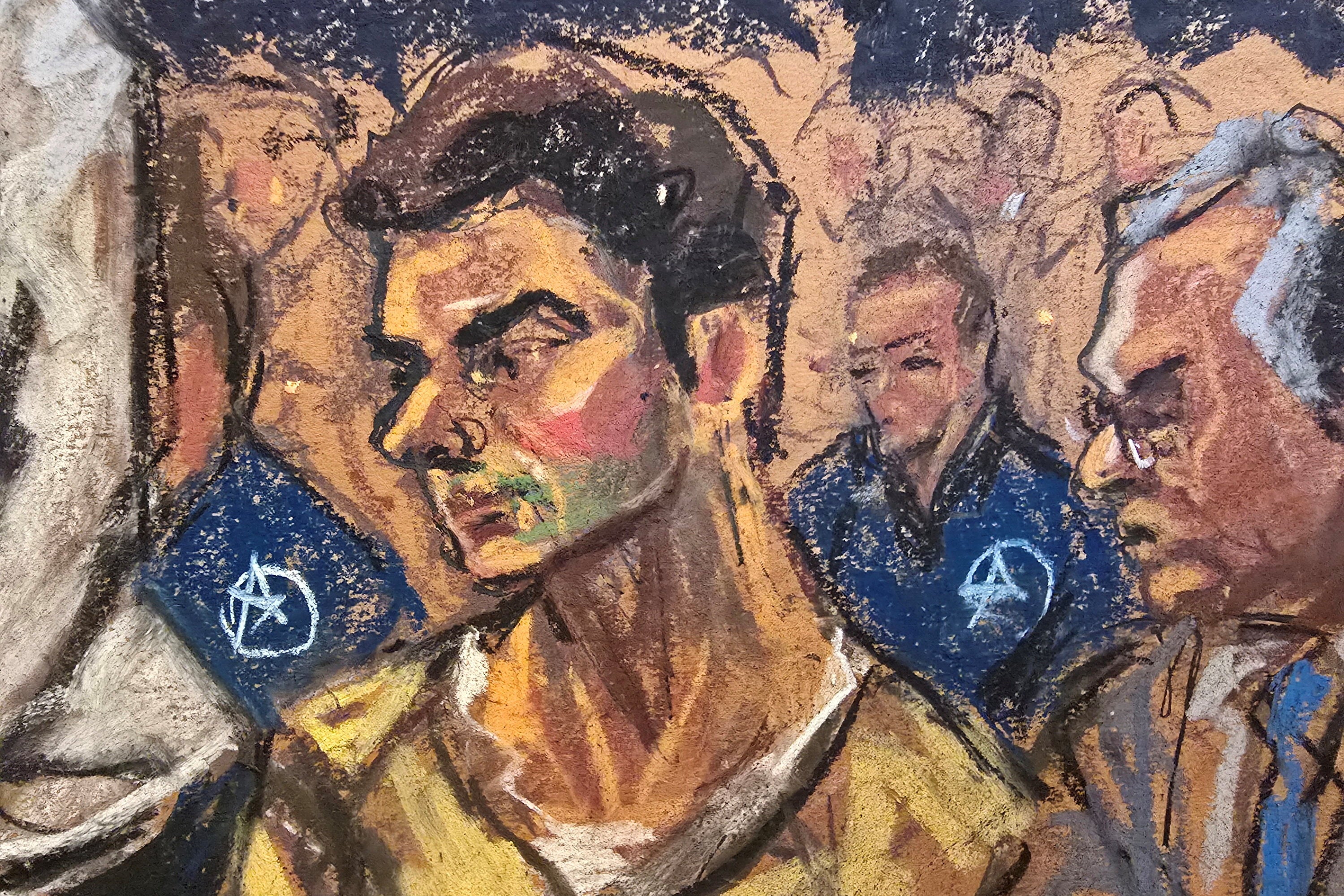 A courtroom sketch shows Luigi Mangione sitting pinch his defense lawyer during his national tribunal proceeding successful New York City connected June 29, 2026