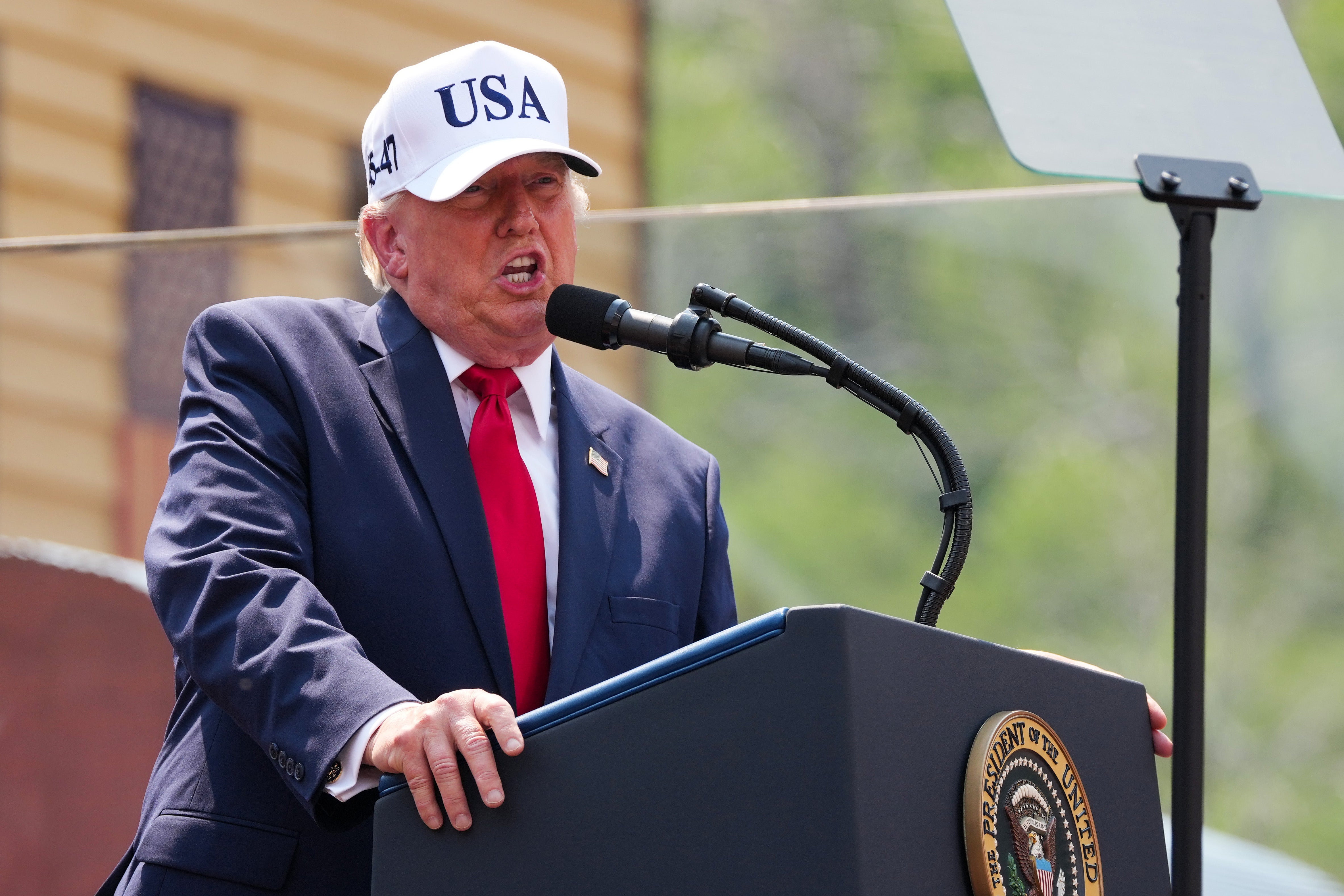 President Donald Trump celebrated nan installation of a statue of Caesar Rodney, a Founding Father and enslaved owner, up of America’s 250th birthday