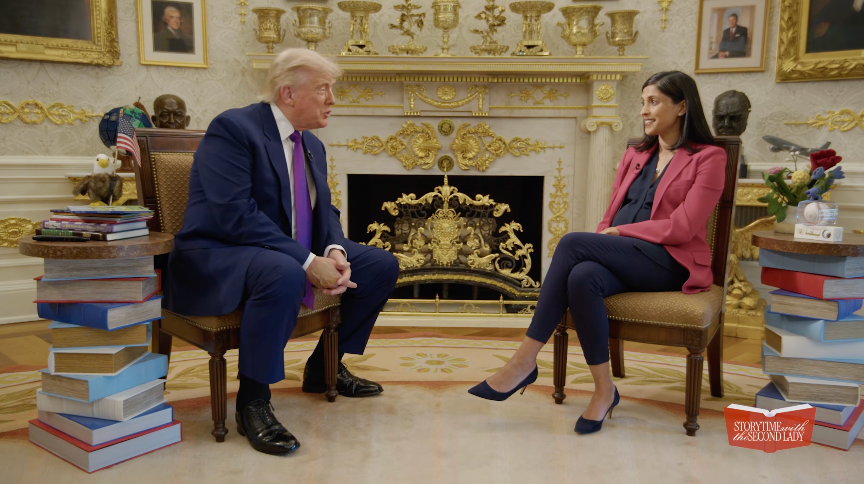 During a podcast interview with Second Lady Usha Vance, President Donald Trump said he needs to 'be careful' that he doesn't 'supersede' Howard Taft's record as the heaviest president in U.S. history