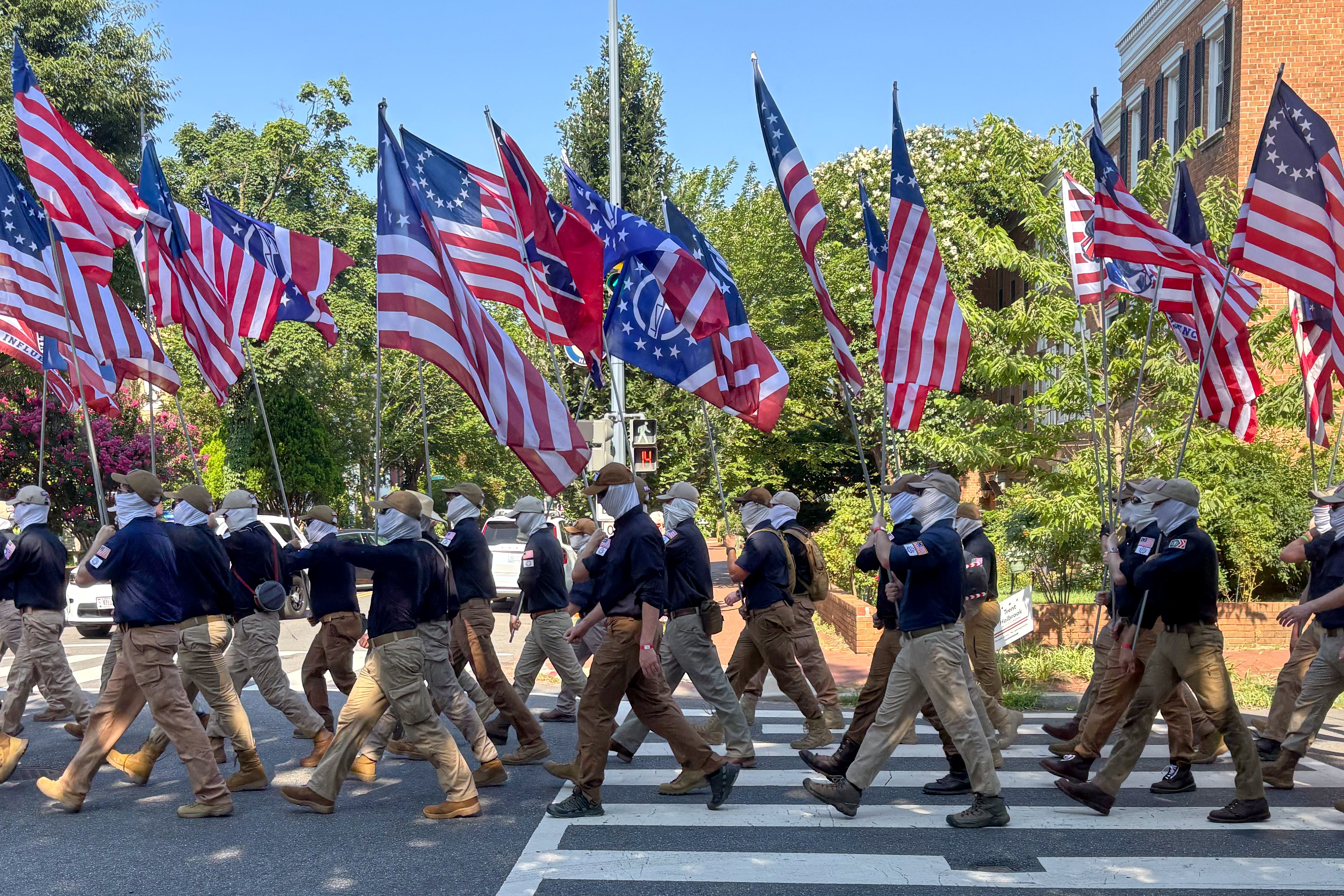 Patriot Front espouses nan alleged ‘great replacement’ conspiracy theory