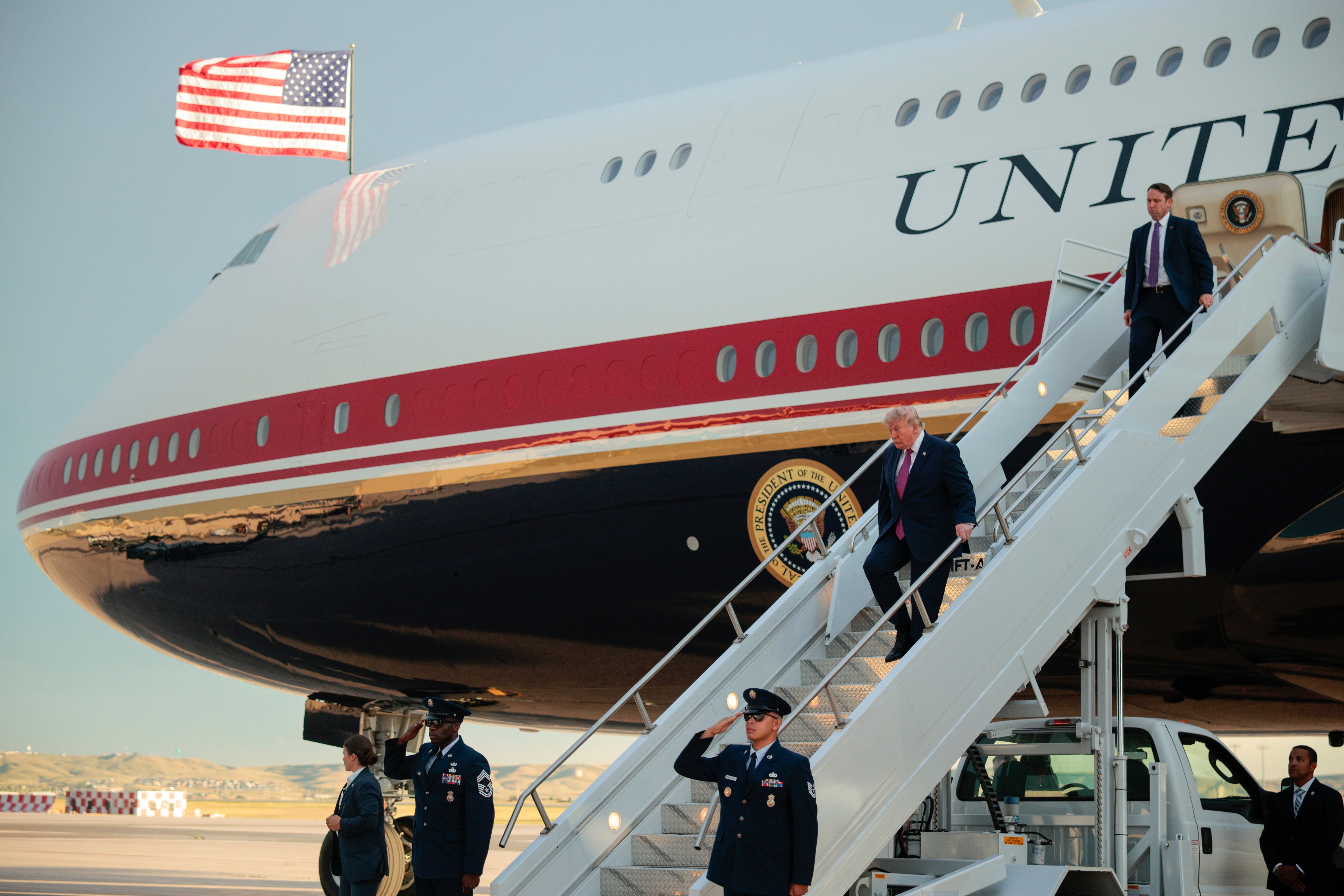 Trump took his inaugural formation connected his new, Qatari-gifted Air Force One earlier this period connected a travel to North Dakota