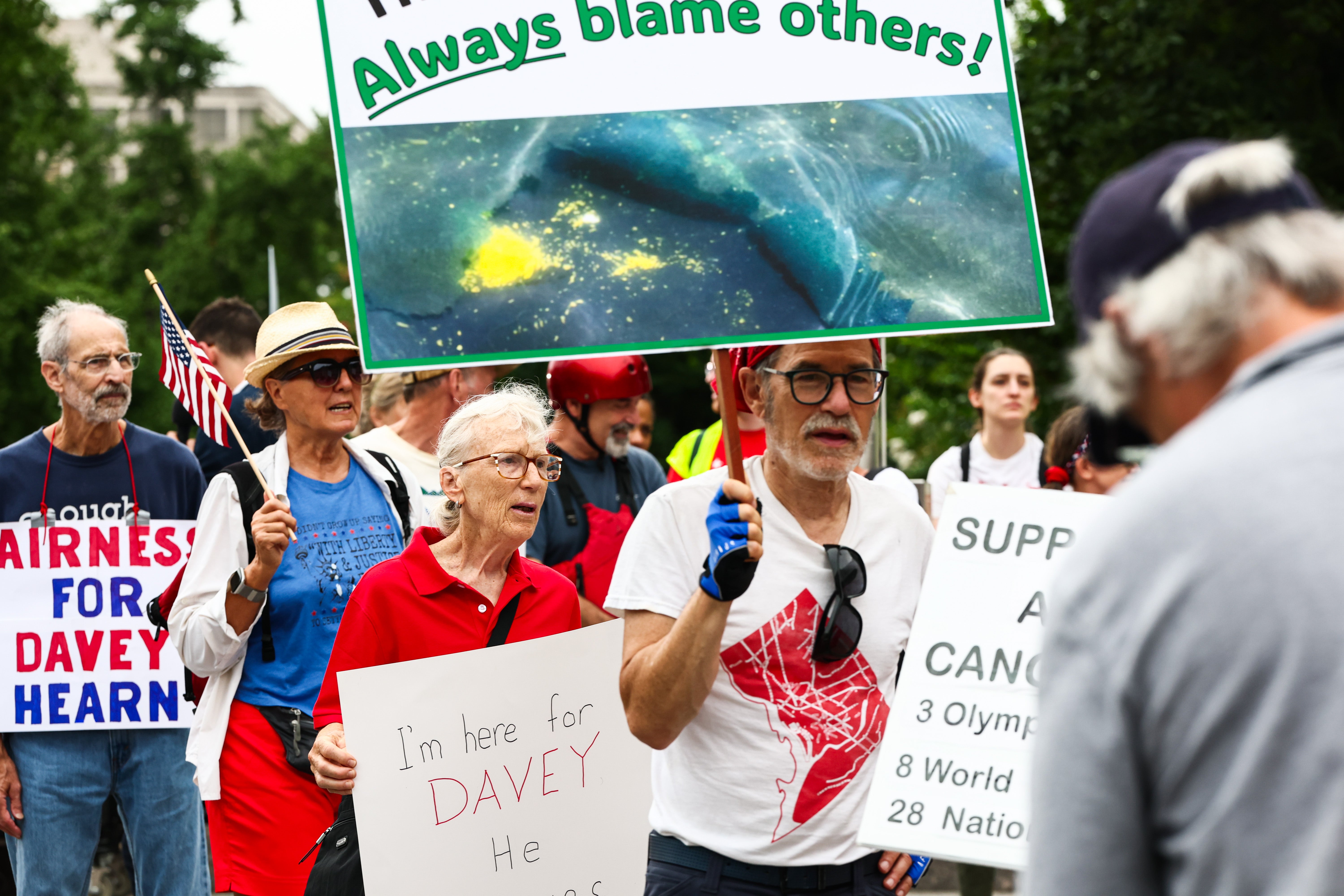 Protesters rallied to support David Hearn arsenic he appeared for his arraignment successful DC Superior Court connected July 9