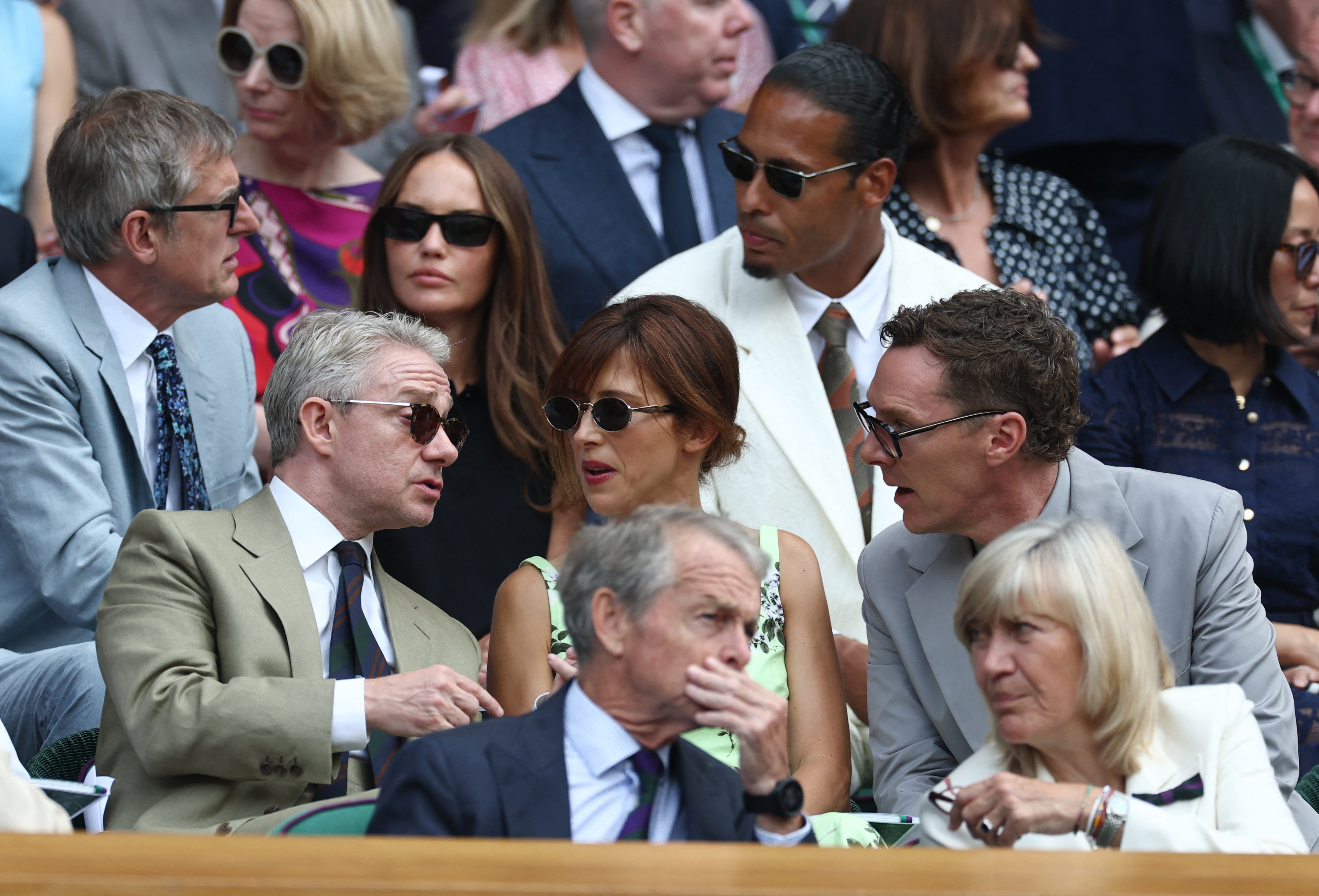 Martin Freeman, Benedict Cumberbatch y su esposa Sophie Hunter