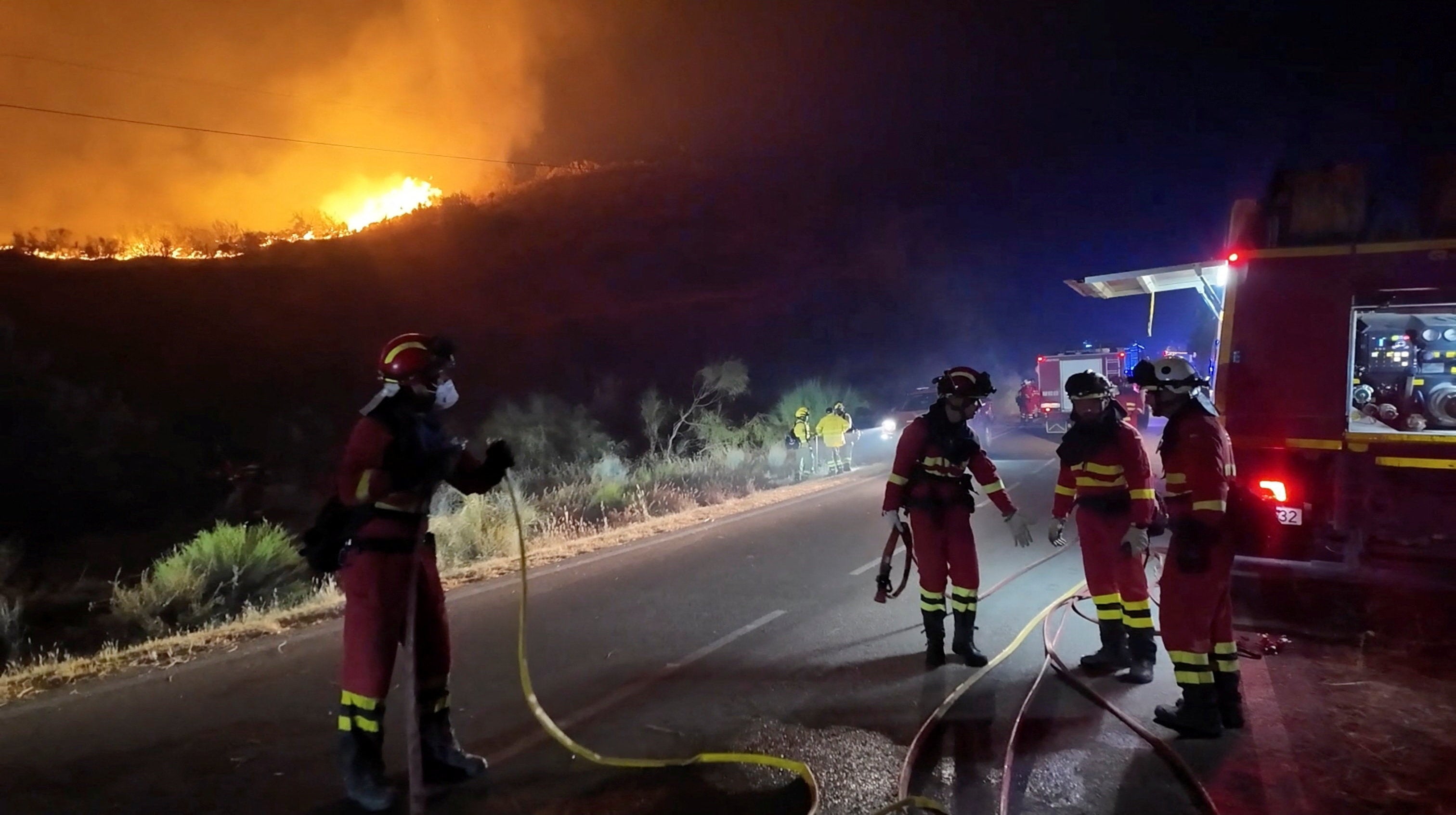 Some 150 firefighters and 220 soldiers from Spain’s military emergency unit were battling the blaze, which had consumed more than 3,200 hectares (7,900 acres) of forest and farmland