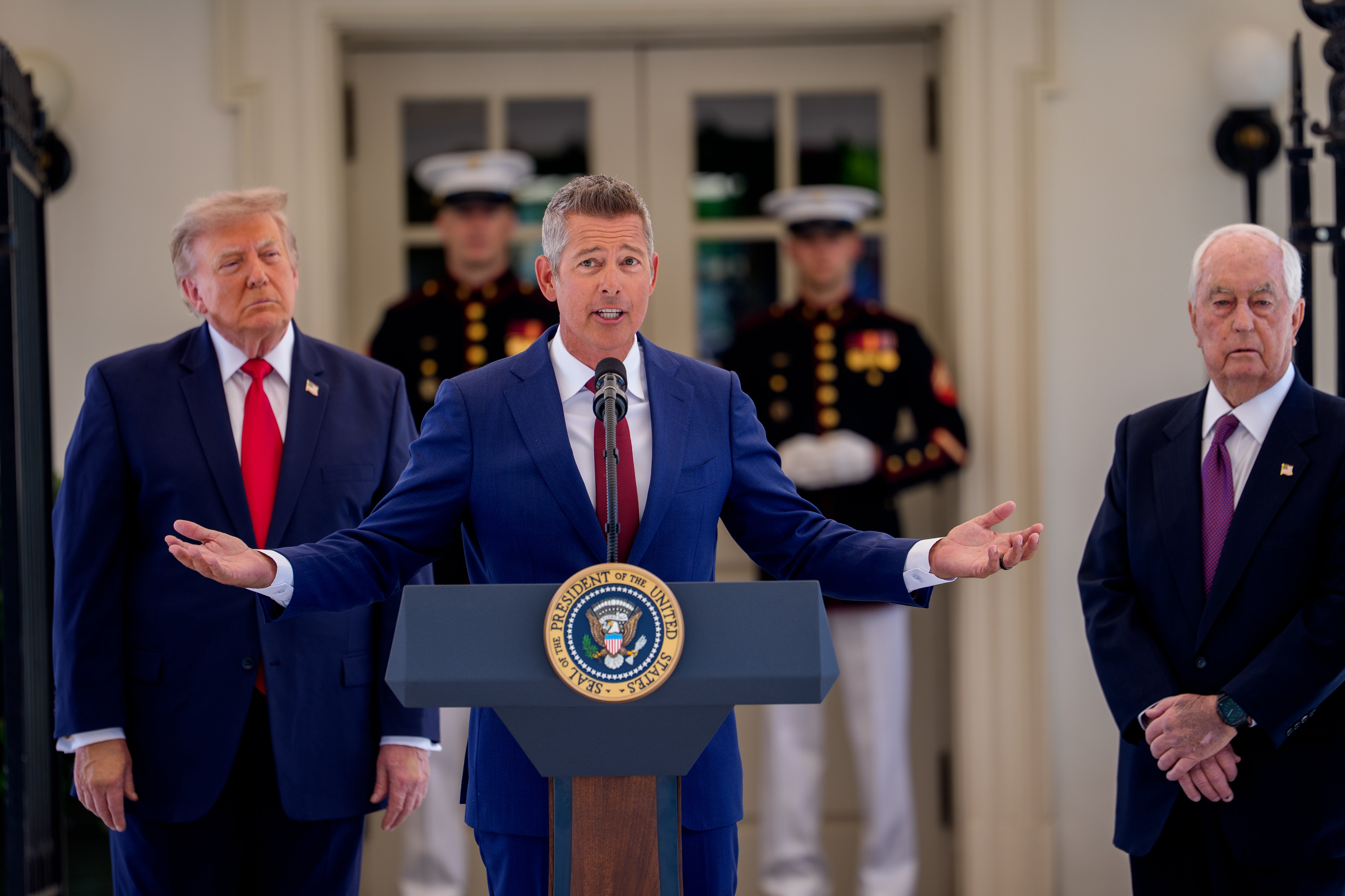Transportation Secretary Sean Duffy told nan president during nan event, 'You don't do thing that's small. Everything you do is big. It's huge'