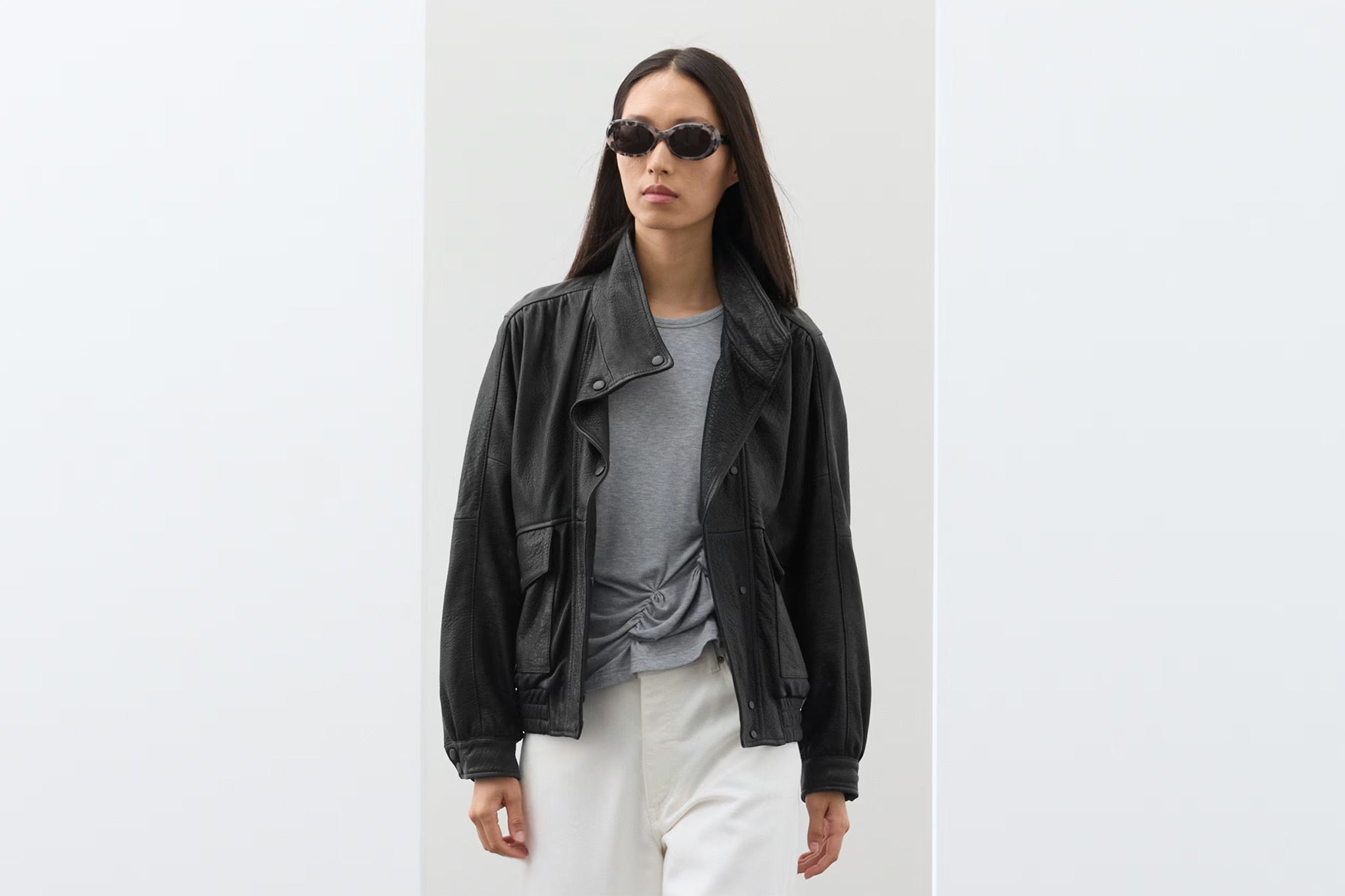 Stealth style: this leather funnel jacket is one example of the pieces M&S is producing for a fraction of the price of high-end retailers
