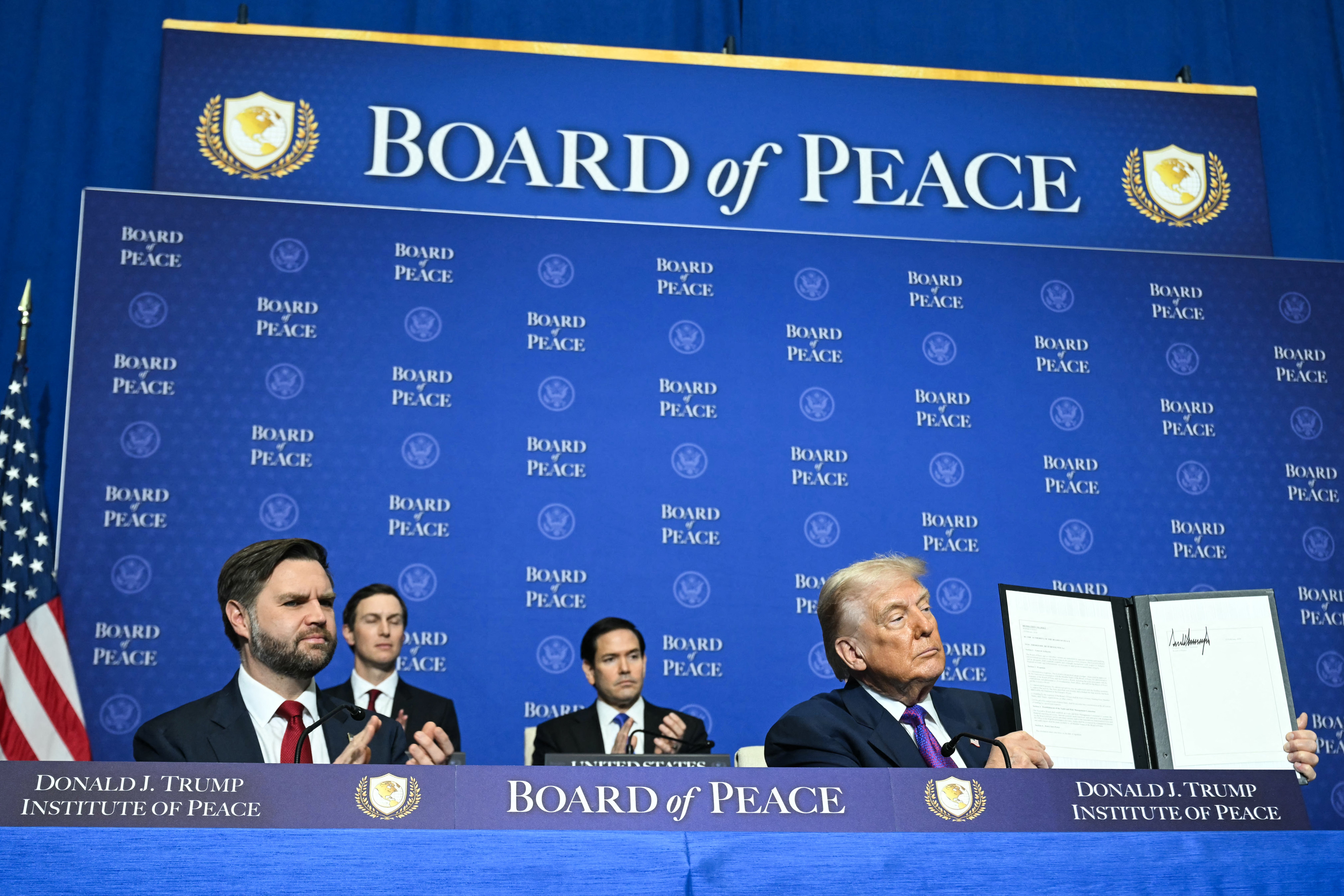 Pledged costs backing nan Board of Peace person reportedly been slow to materialize