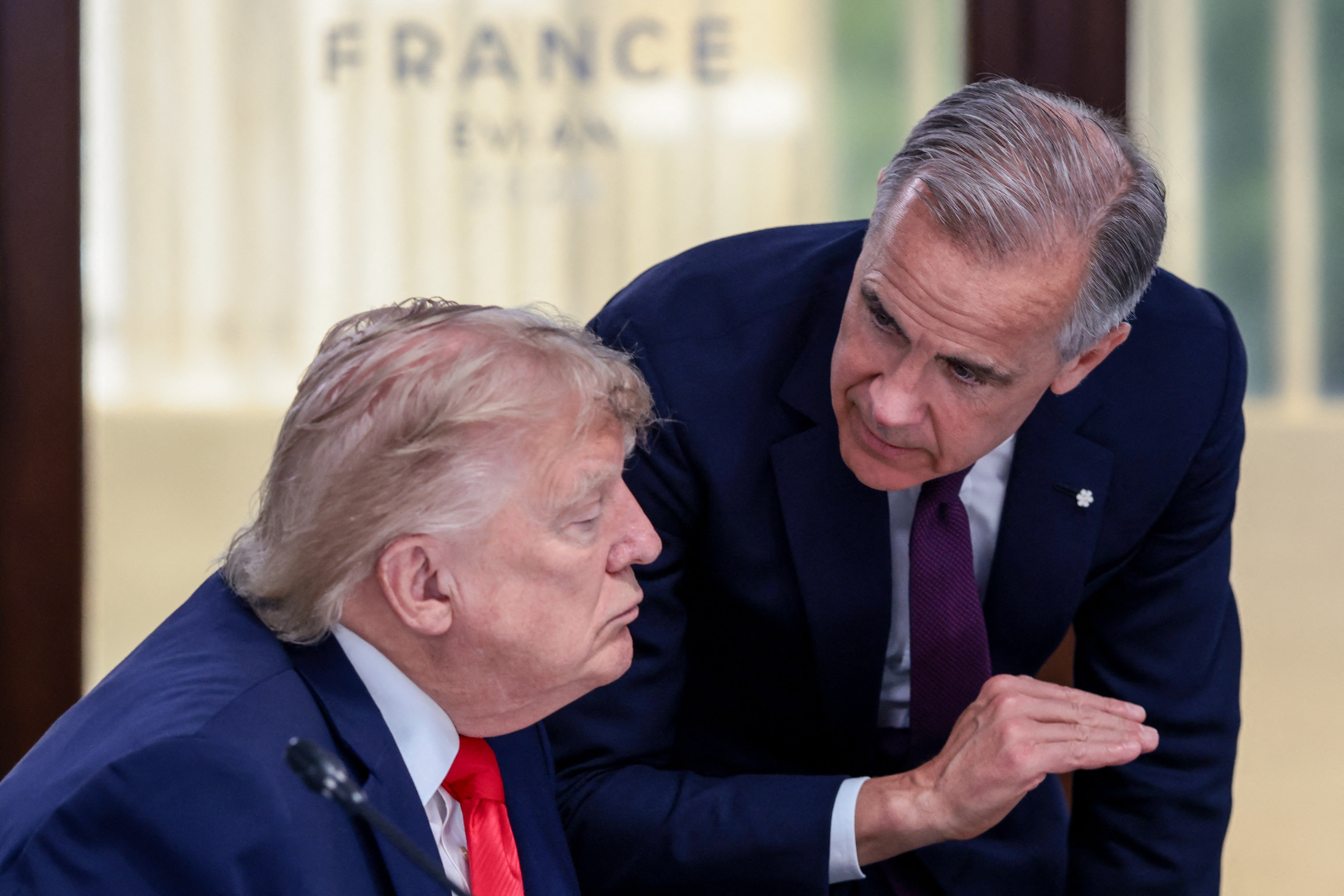  Carney speaks pinch Trump astatine nan G7 convention successful France earlier this summer.