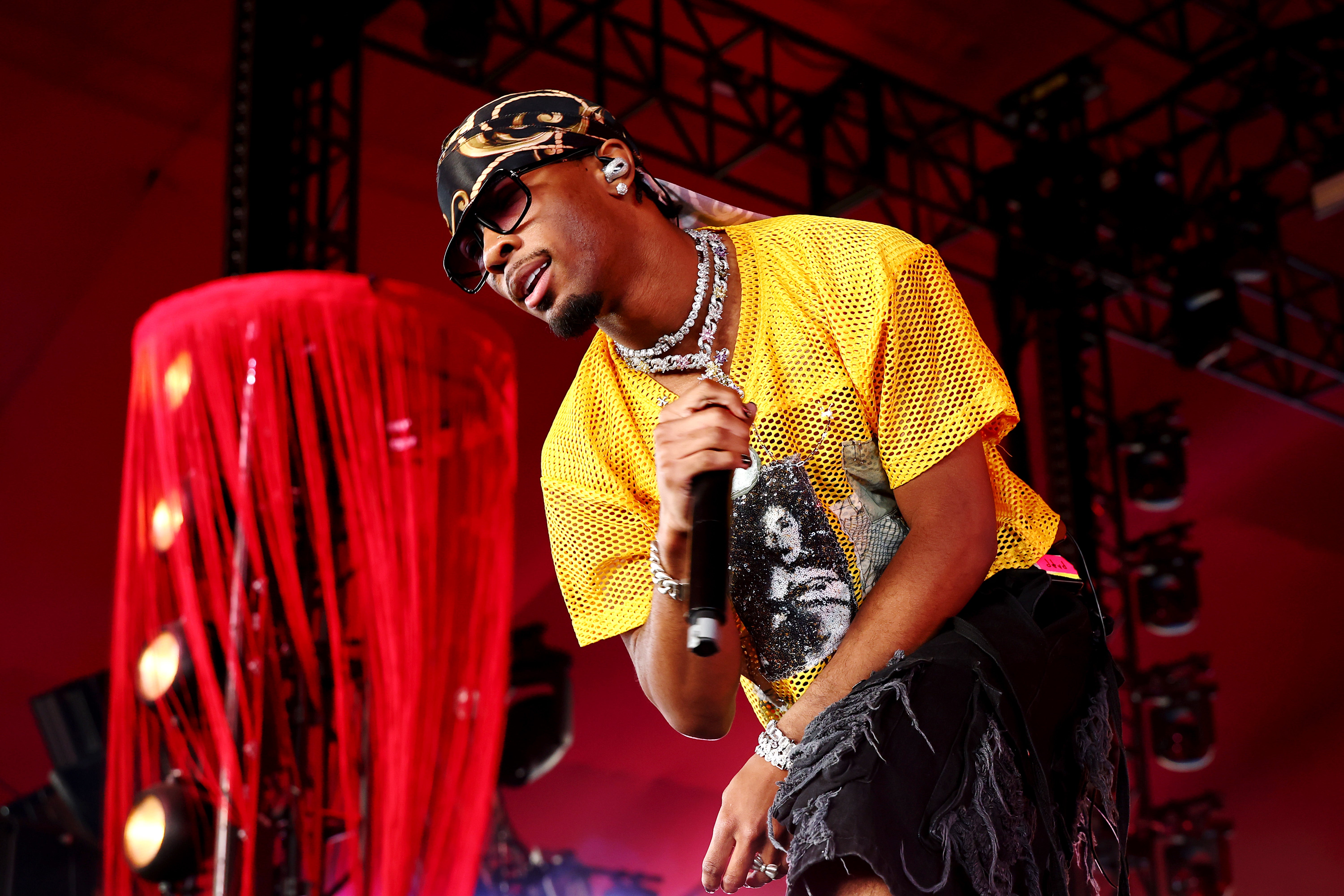 d4vd performs at Gobi Tent during the 2025 Coachella Valley Music and Arts Festival on April 20, 2025