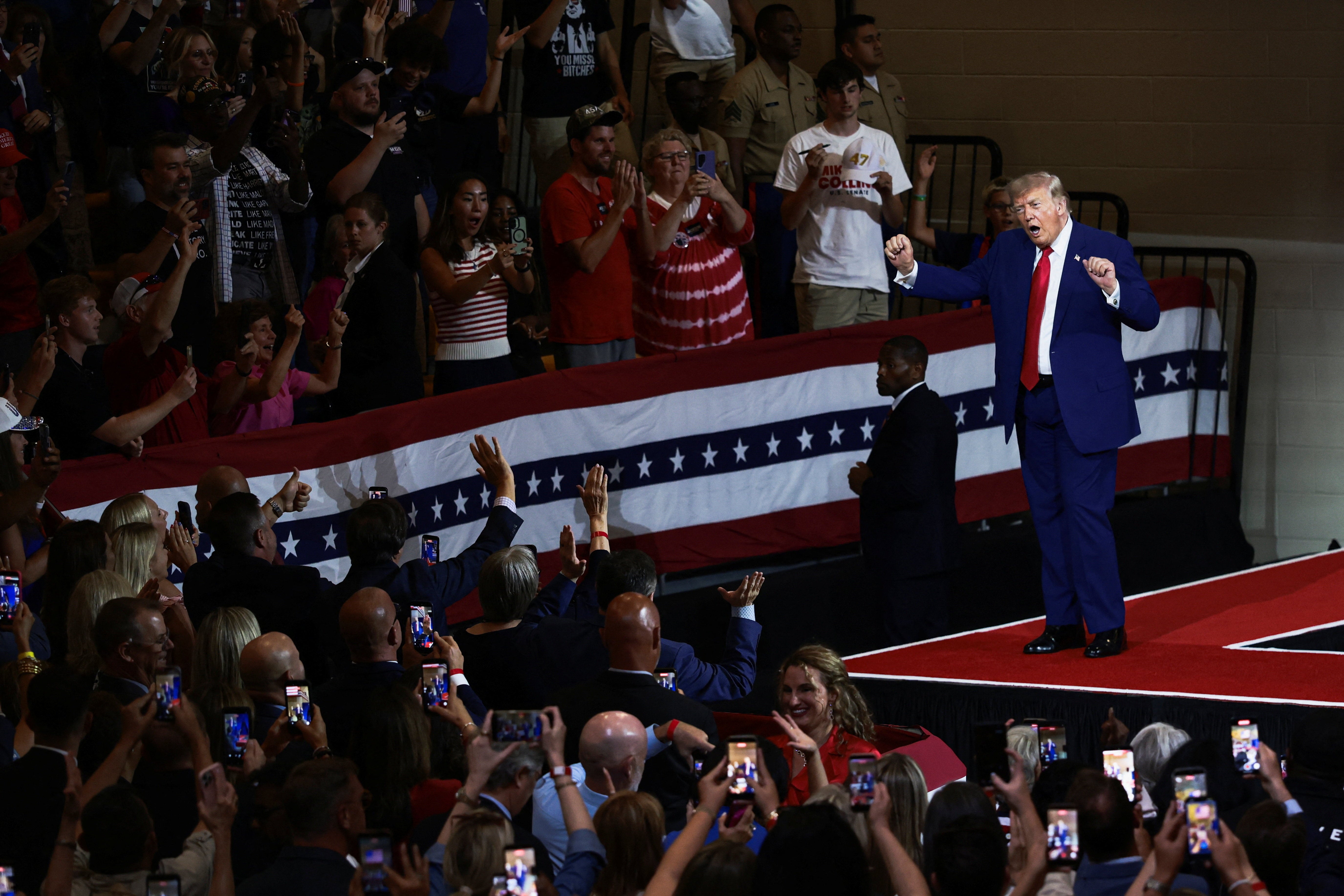 Donald Trump dances onstage astatine a rally successful Georgia