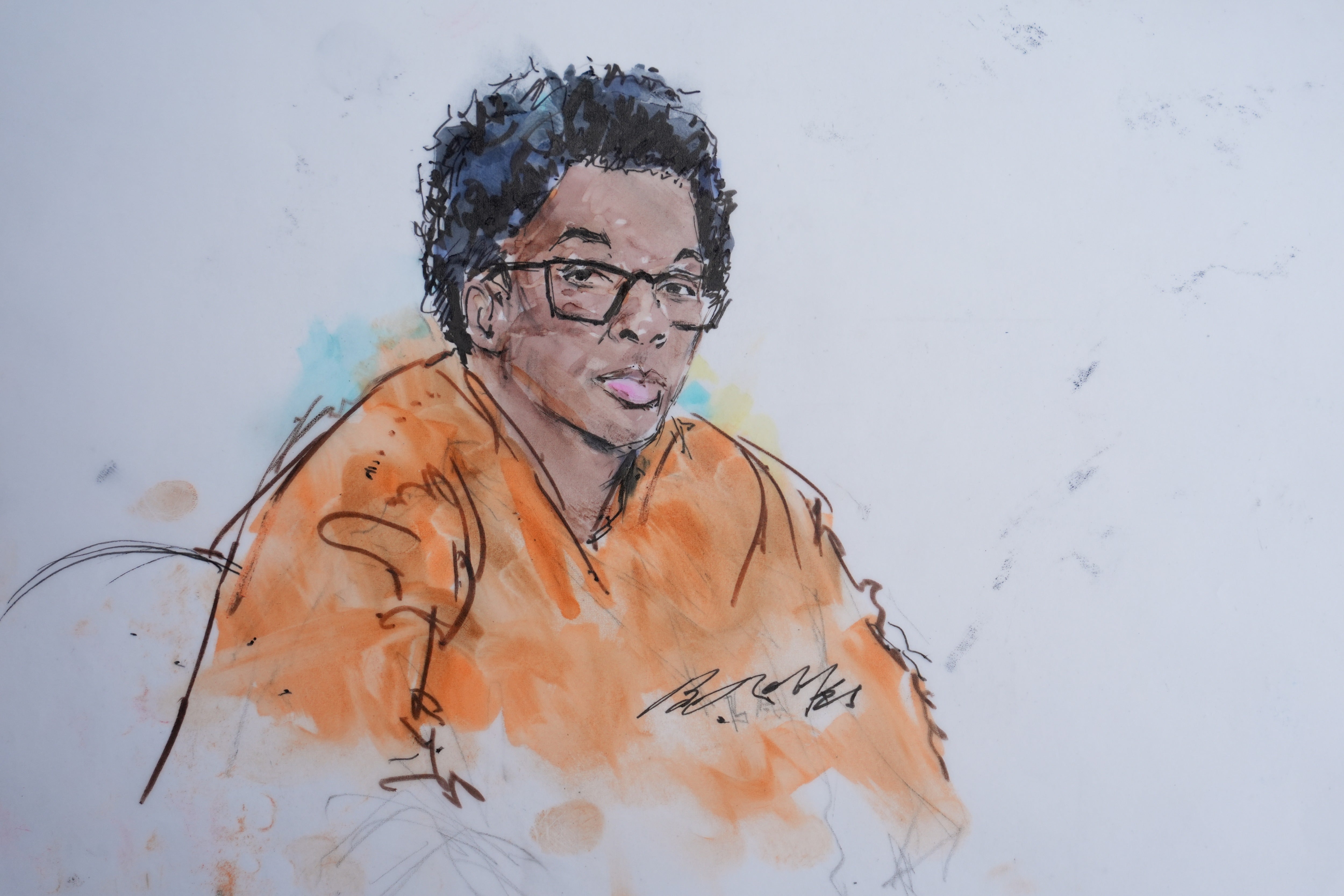 D4vd, whose ineligible sanction is David Burke, sat adjacent to his lawyers successful orangish jailhouse apparel and glasses, and did not show immoderate emotion during nan testimony