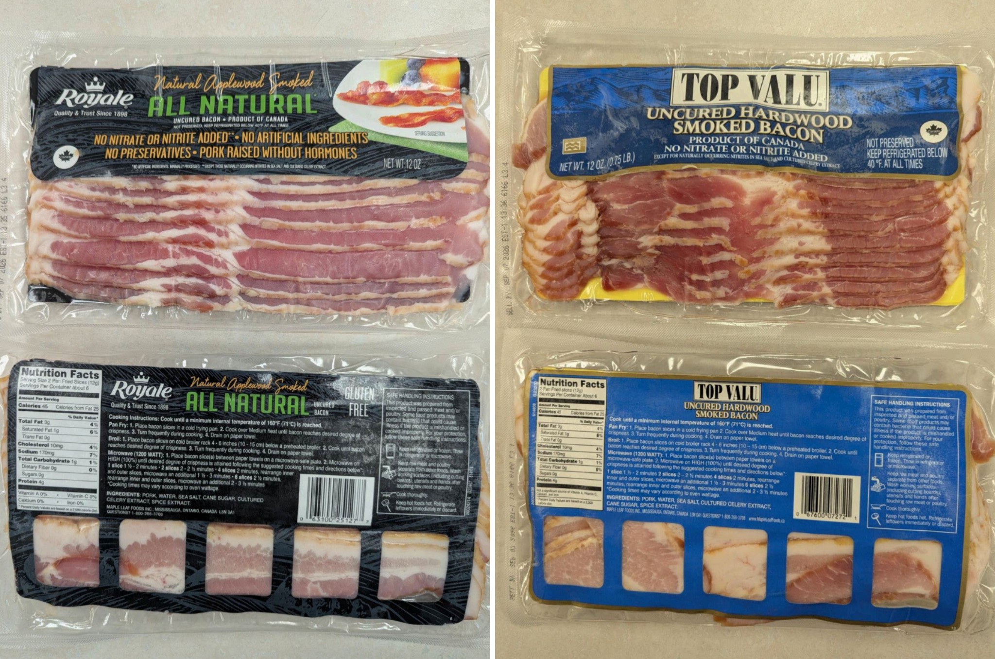 Two brands of bacon were imported from Canada without being inspected upon arrival into the US, prompting a recall
