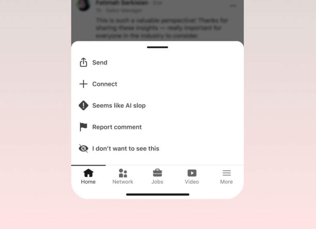 A photograph of a trial characteristic connected LinkedIn posts that will let users to emblem contented that 'seems for illustration AI slop.' The characteristic is meant to thief nan tract ace down connected AI-generated posts