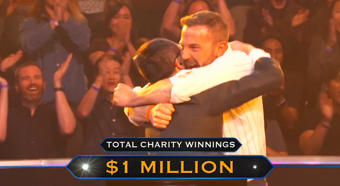 Ben Affleck and Jeopardy! champion Jamie Ding have won the $1m top prize on Who Wants to Be a Millionaire?