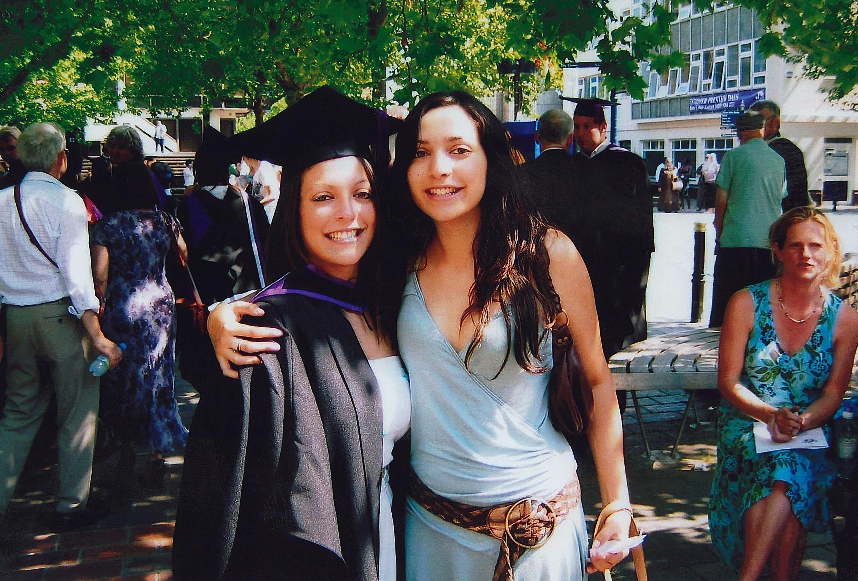 Meredith Kercher (right) with her sister Stephanie Kercher