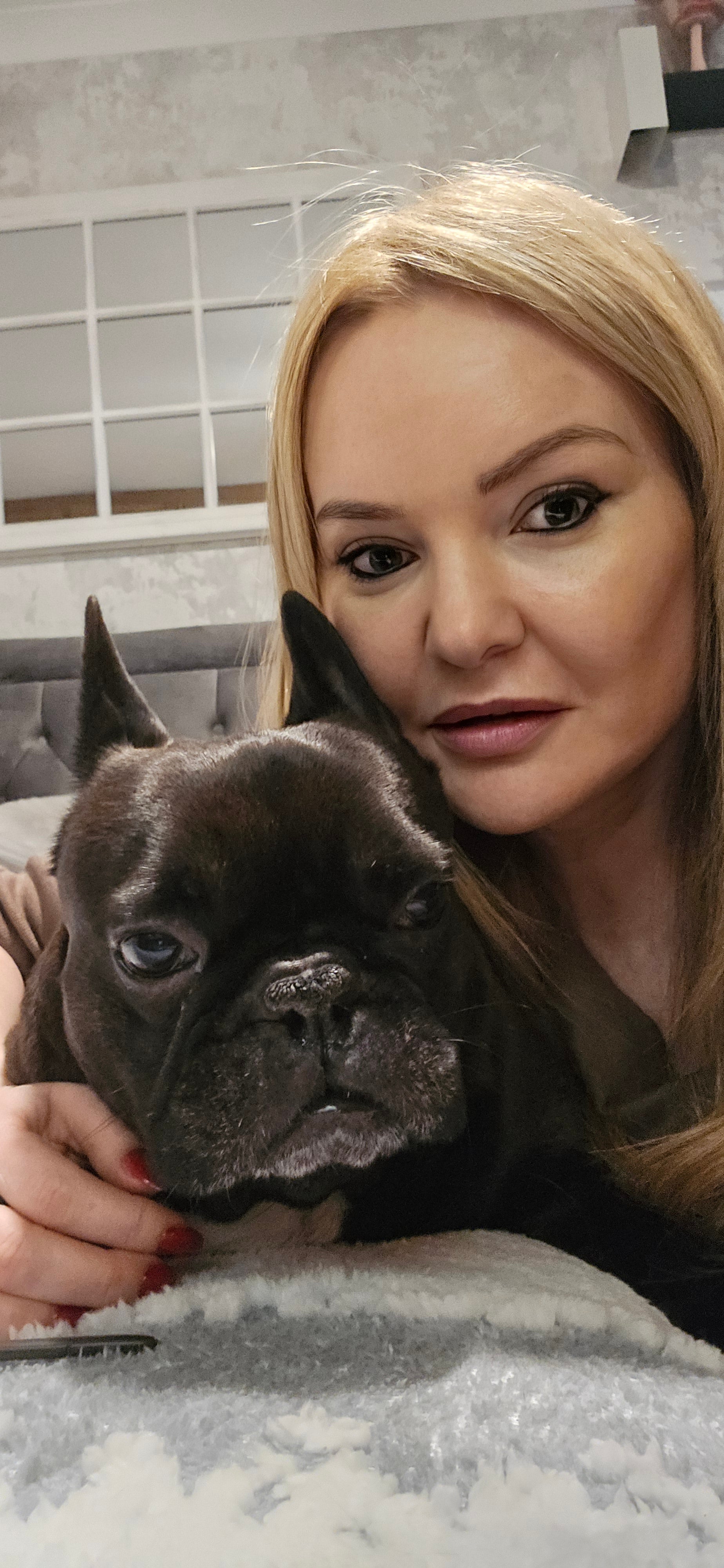 French bulldog Lily with her owner Jennifer
