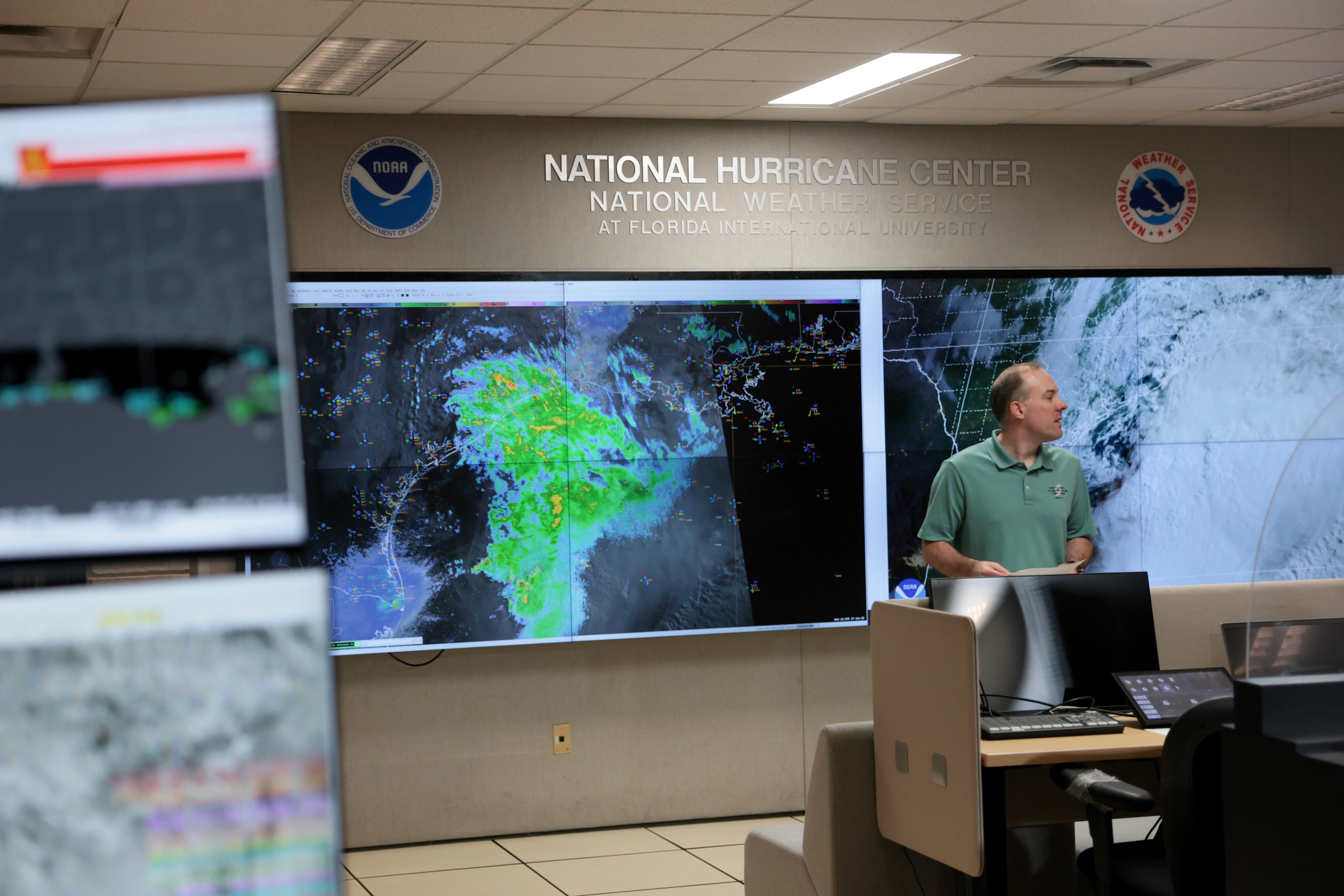 Brad Reinhart, Senior Hurricane Specialist, useful connected search Tropical Storm Arthur astatine nan National Hurricane Center successful June successful Miami, Florida. NOAA says El Nino has been down below-normal Atlantic hurricane activity