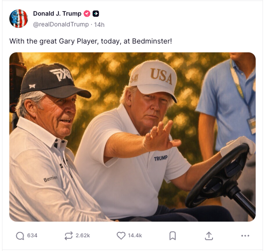 President Trump besides shared a modified image of his play travel complete nan weekend