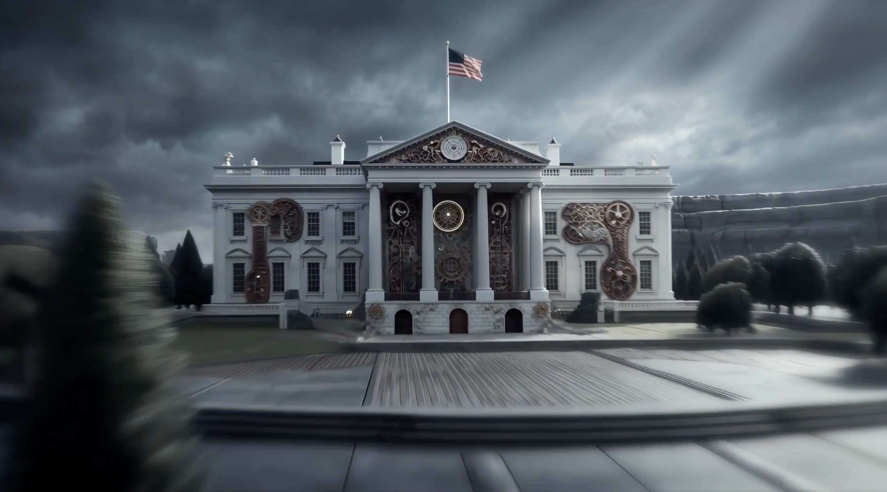 As nan video nears its close, nan camera glides toward nan White House and into nan Oval Office, wherever nan statesmanlike seal connected nan carpet has been replaced by nan sigil of House Targaryen