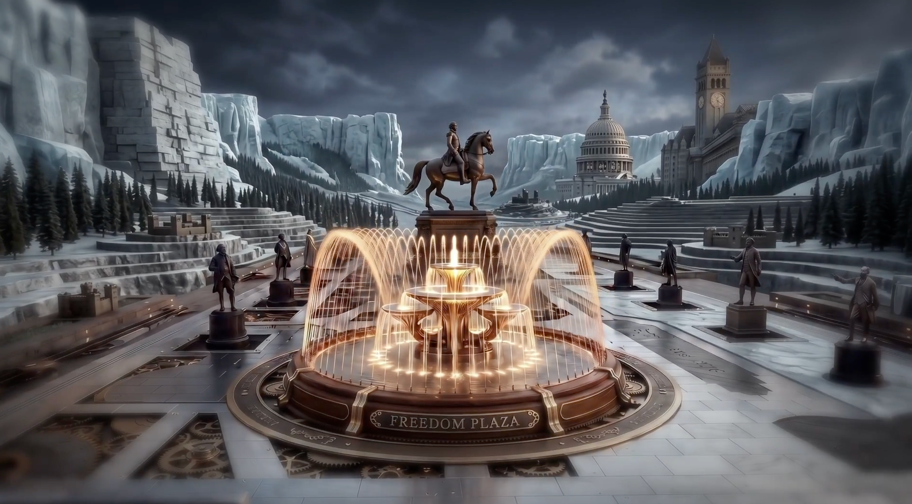 The video depicts various parts of Washington rendered for illustration clockwork, including architectural features that person been restored by nan Trump management arsenic a portion of its beautification campaign