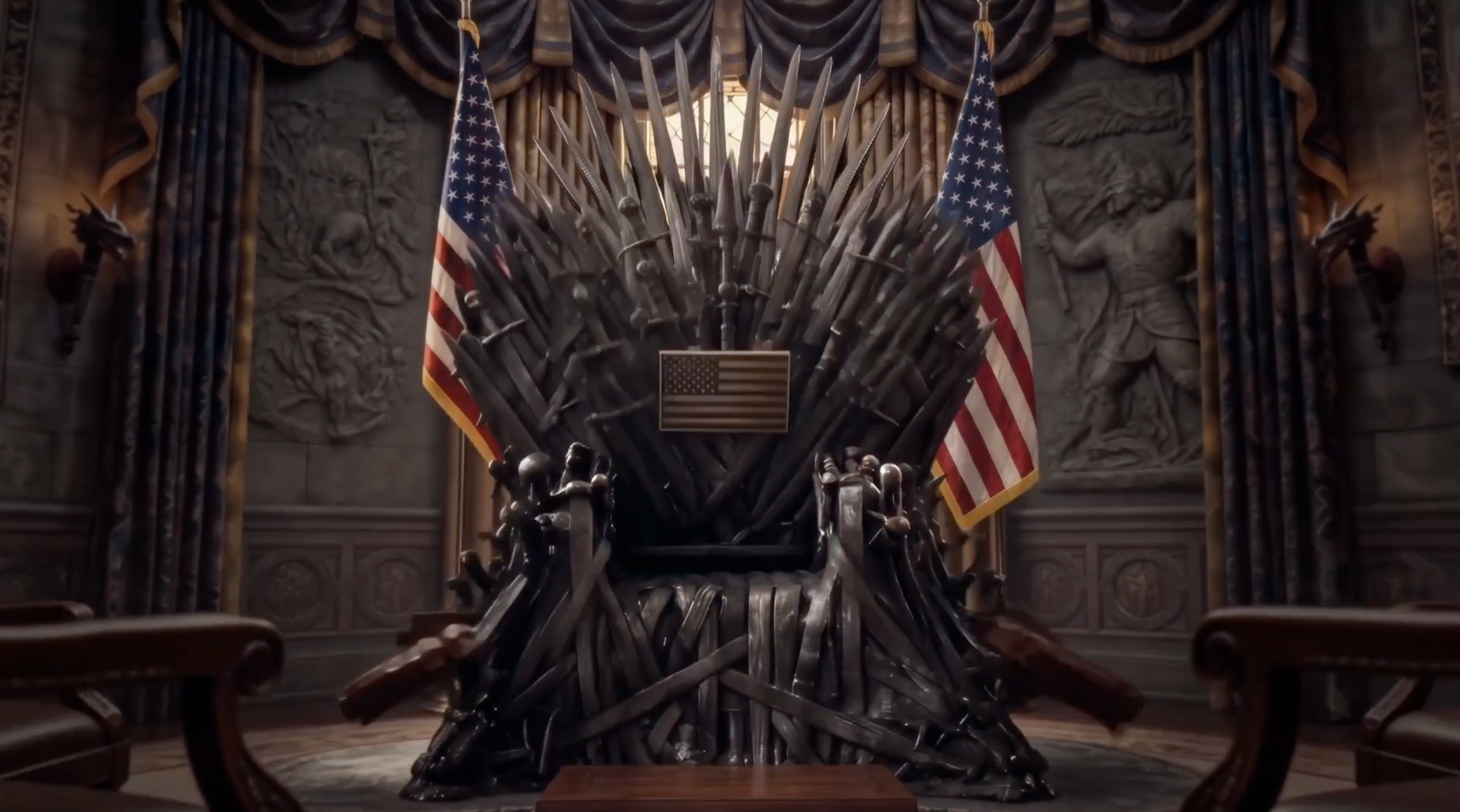 The White House spoofed nan intro series from Game of Thrones successful a caller video, utilizing it to state 'order restored'