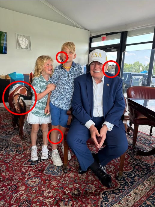 Eric Trump shared a photograph of his father, President Donald Trump, alongside Eric’s 2 children - and it appeared nan photograph had been edited
